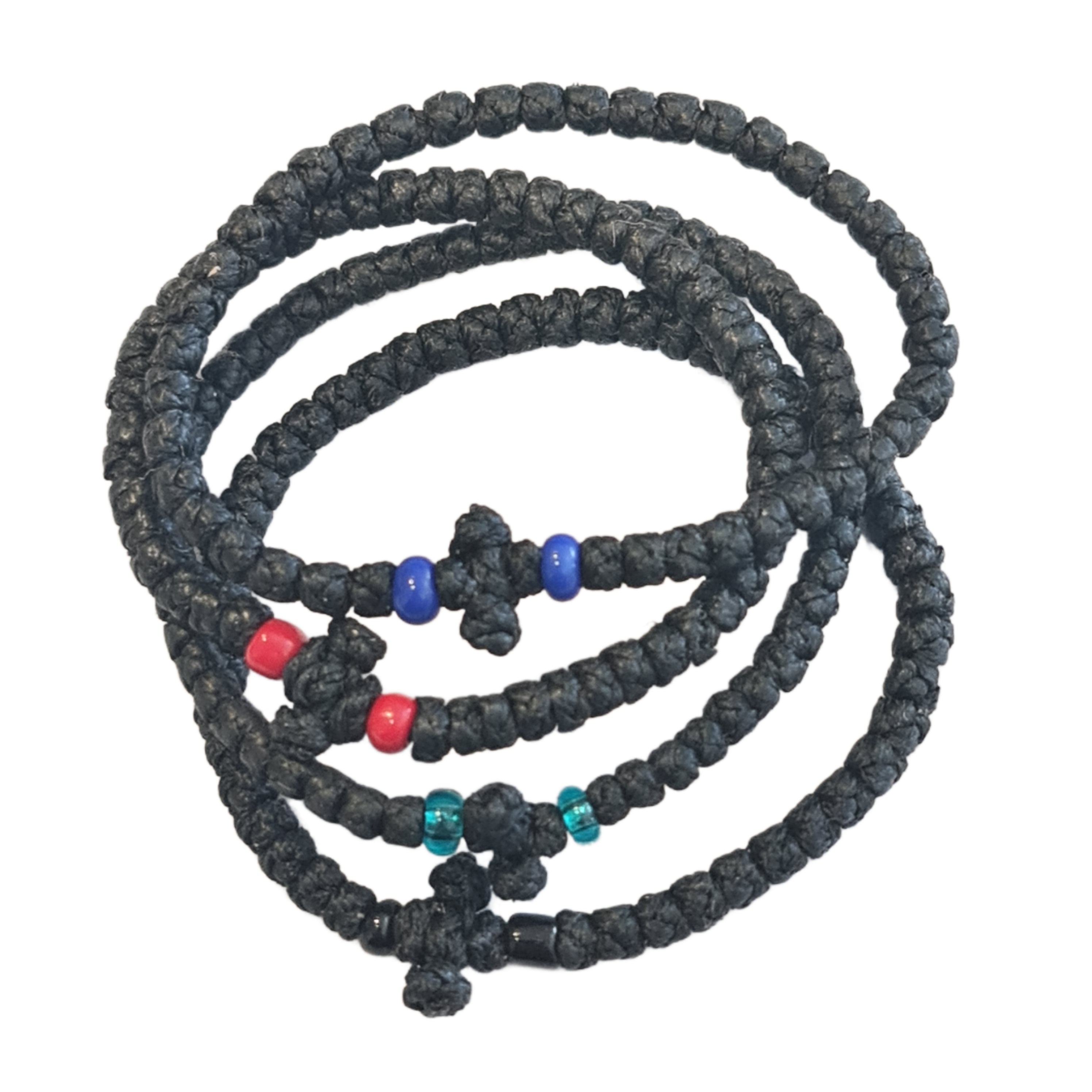 Greek Komboskini Cross Prayer Rope Bracelet - Black Christian Orthodox Religious Bracelet for Men & Women - Perfect for Prayer, Meditation & Spiritual Protection