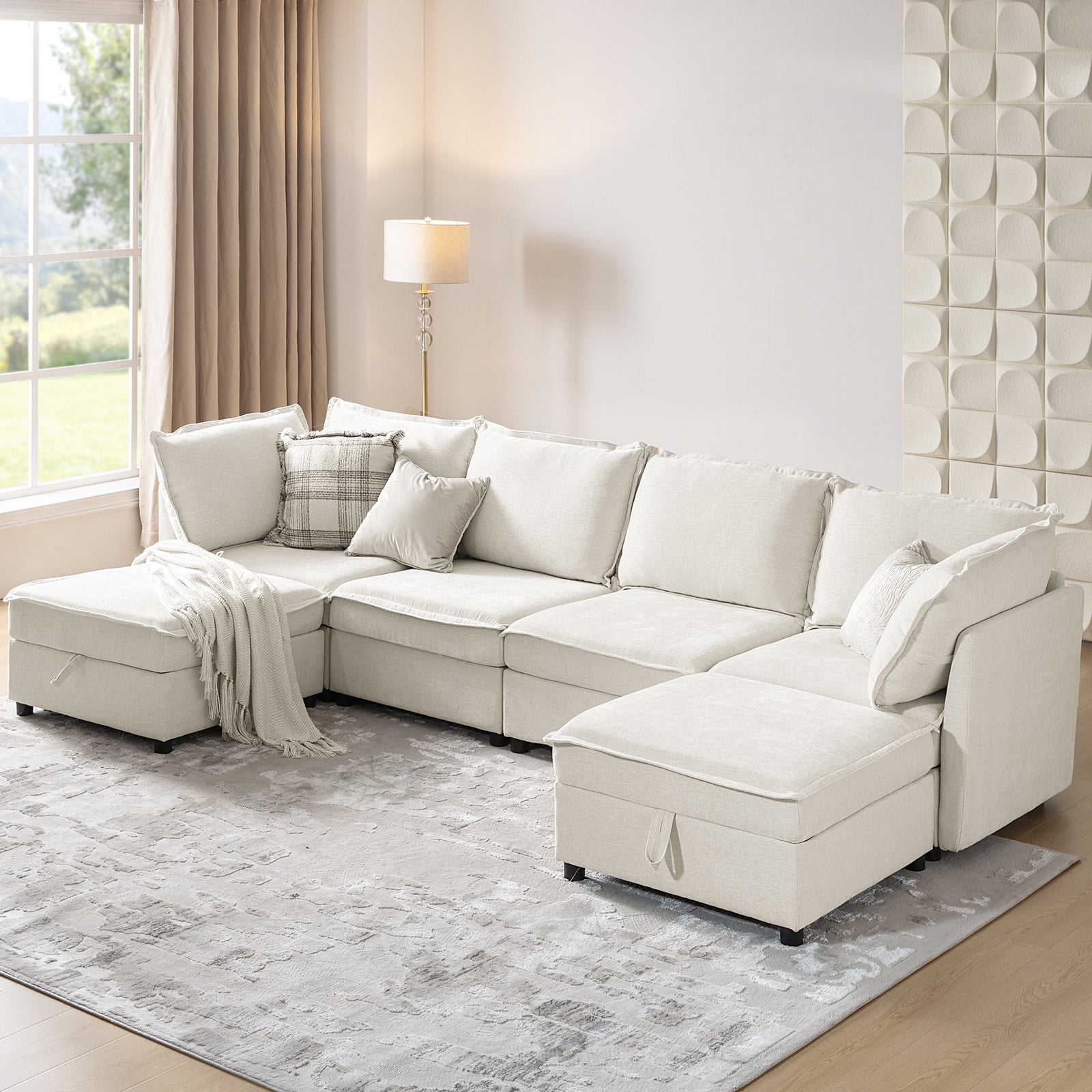 Harmetrix Oversized Soft Sectional Couch with Storage | Modern L-Shaped Sofa Bed with Hidden Compartment | Perfect for Living Room, Family Room & Small Spaces