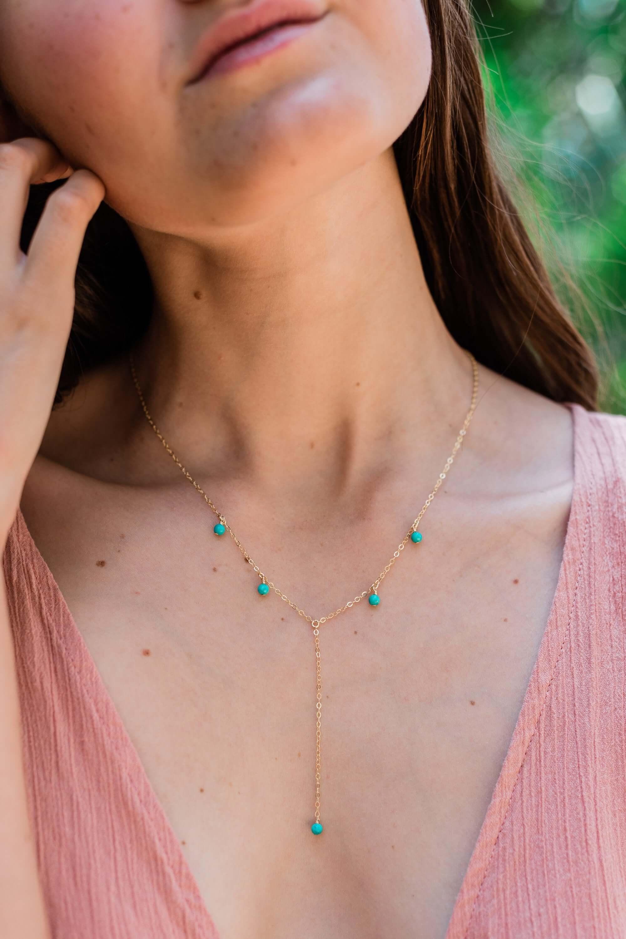 Handmade Turquoise Boho Lariat Necklace - Long Layered Statement Piece for Women | Perfect for Festivals, Beach Vacations & Boho Chic Outfits