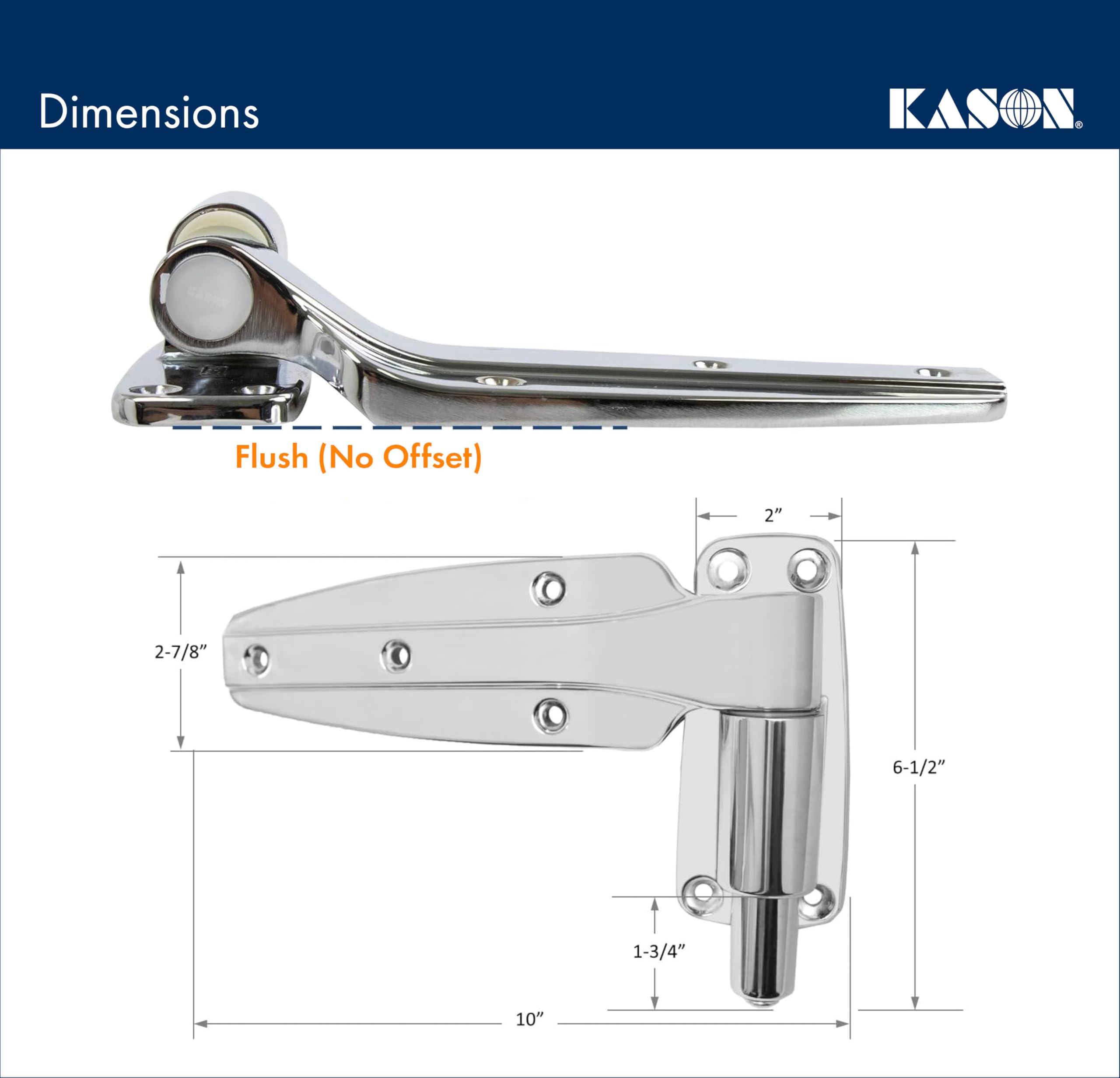 Kason 1248 Spring Assisted Hinge - 1-5/8 Inch Offset Cabinet Door Hinge (Model 11248000025) - Perfect for Kitchen Cabinets, Wardrobes & Furniture Installation