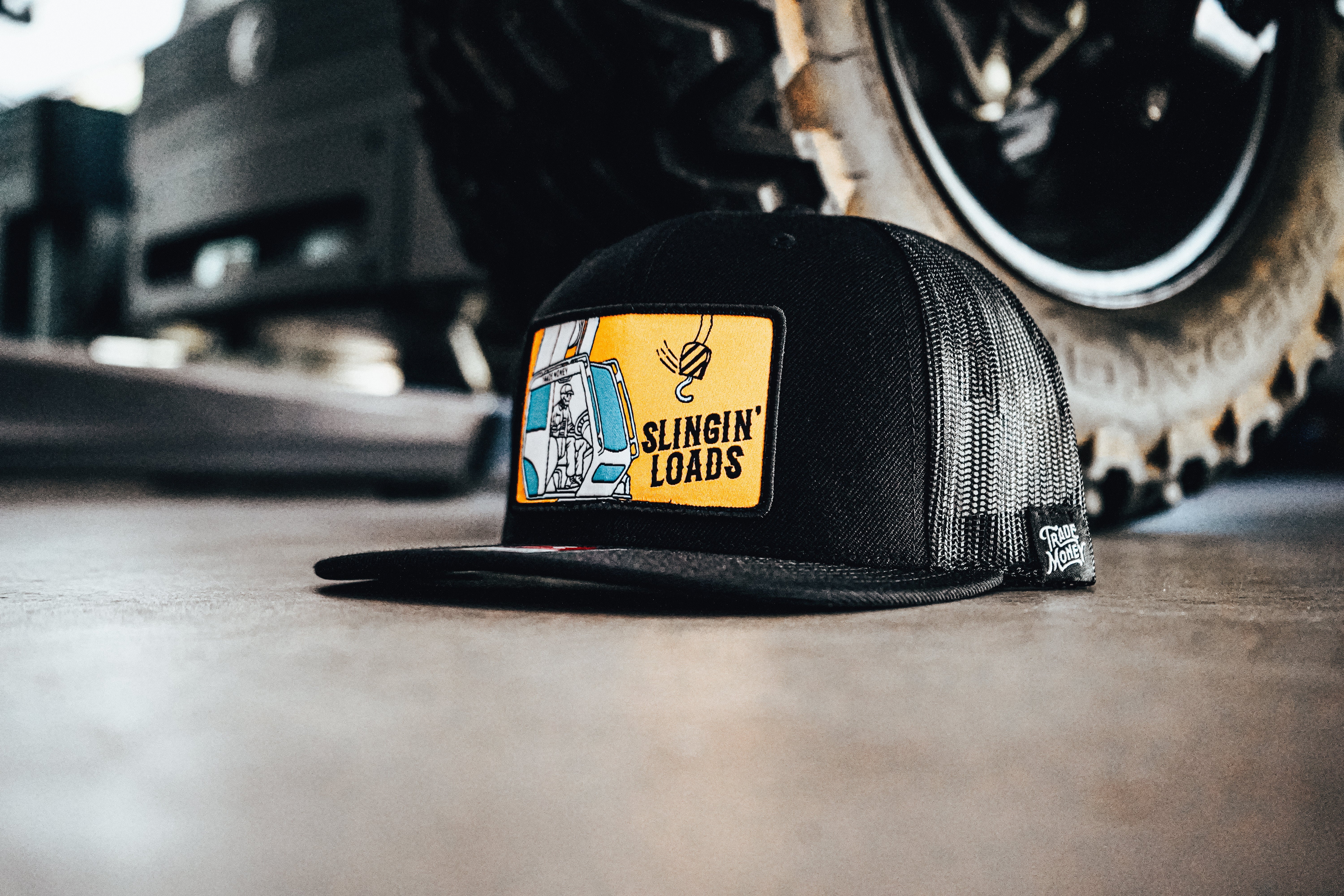 Crane Operator Meshback Hat - Adjustable Black Trucker Cap for Construction & Heavy Equipment Work - Perfect for Outdoor, Job Sites, and Industrial Use
