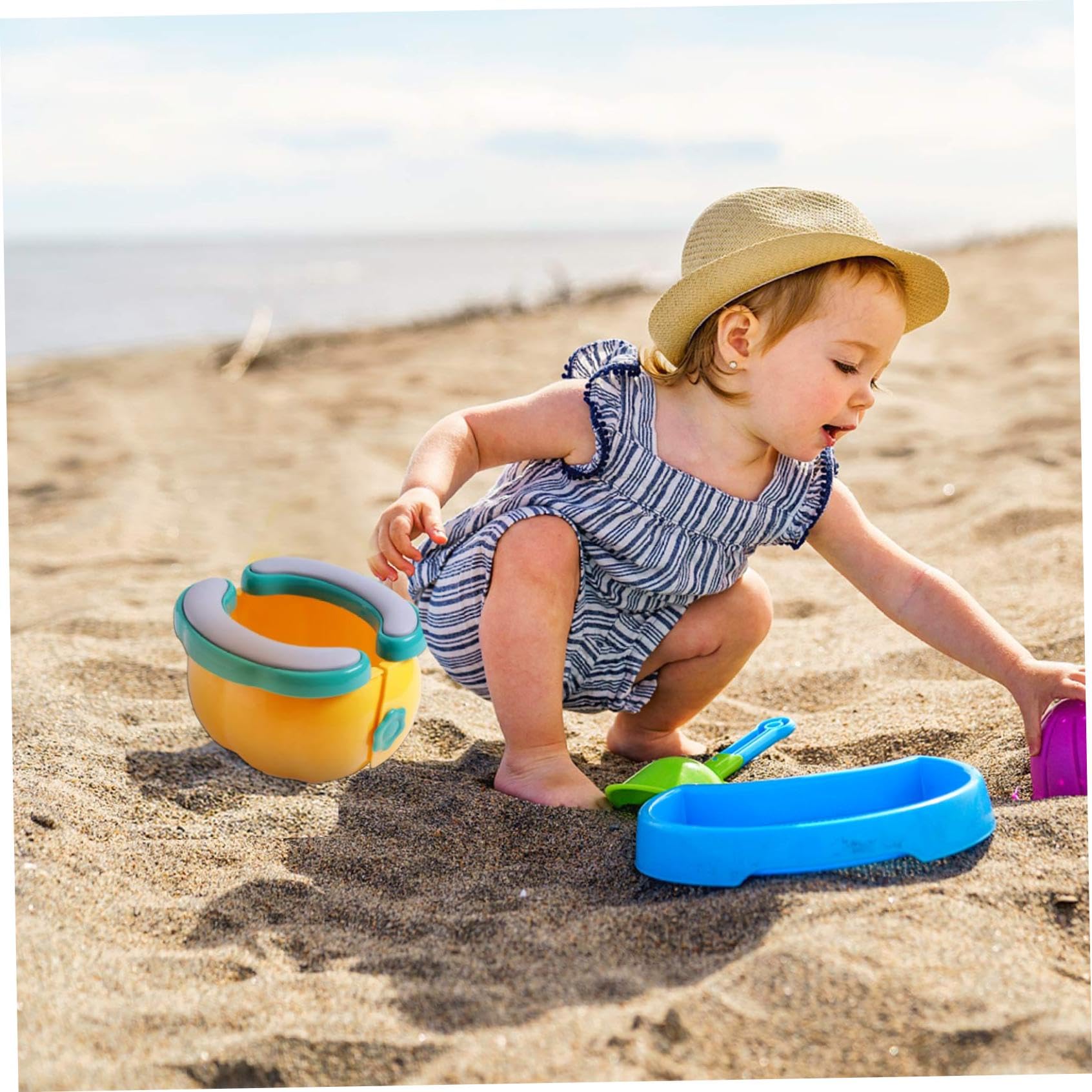 Foldable Travel Potty Seat for Toddlers - Portable Potty with 20 Disposable Baggies - Emergency Toilet for Long Car Rides, Beach & Outdoor Adventures - Yellow (Great for Road Trips, Camping & Travel)