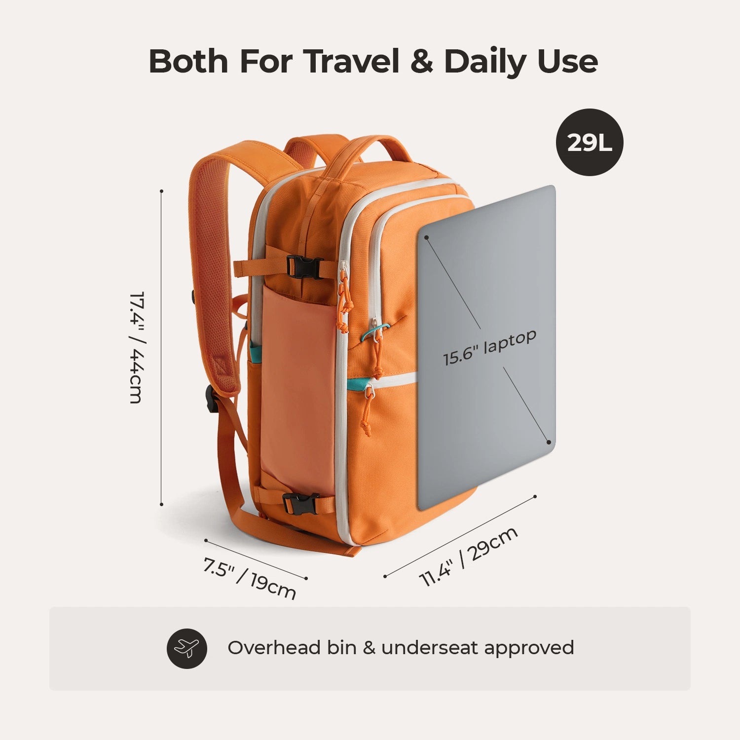 Faro 29L Travel Backpack Set - Waterproof Lightweight Carry-On Backpack with USB Charging Port - Perfect for Airplane Travel, Hiking & Business Trips