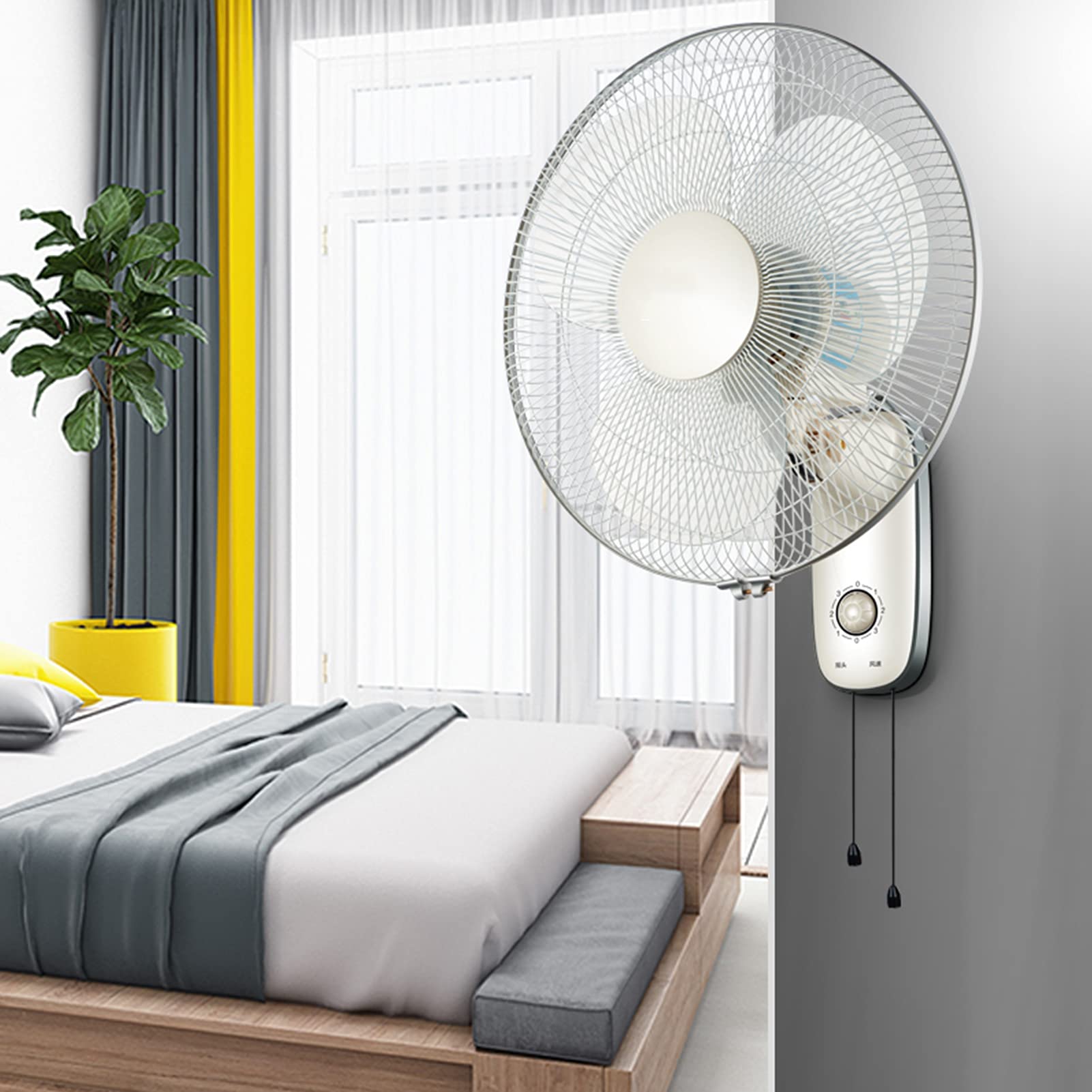 Wall Mounted Fan - Quiet, Adjustable Angle Air Circulator with 3 Speed Settings for Home & Office | Space Saving Cooling Solution for Bedroom, Kitchen, or Workspace (Style 2)