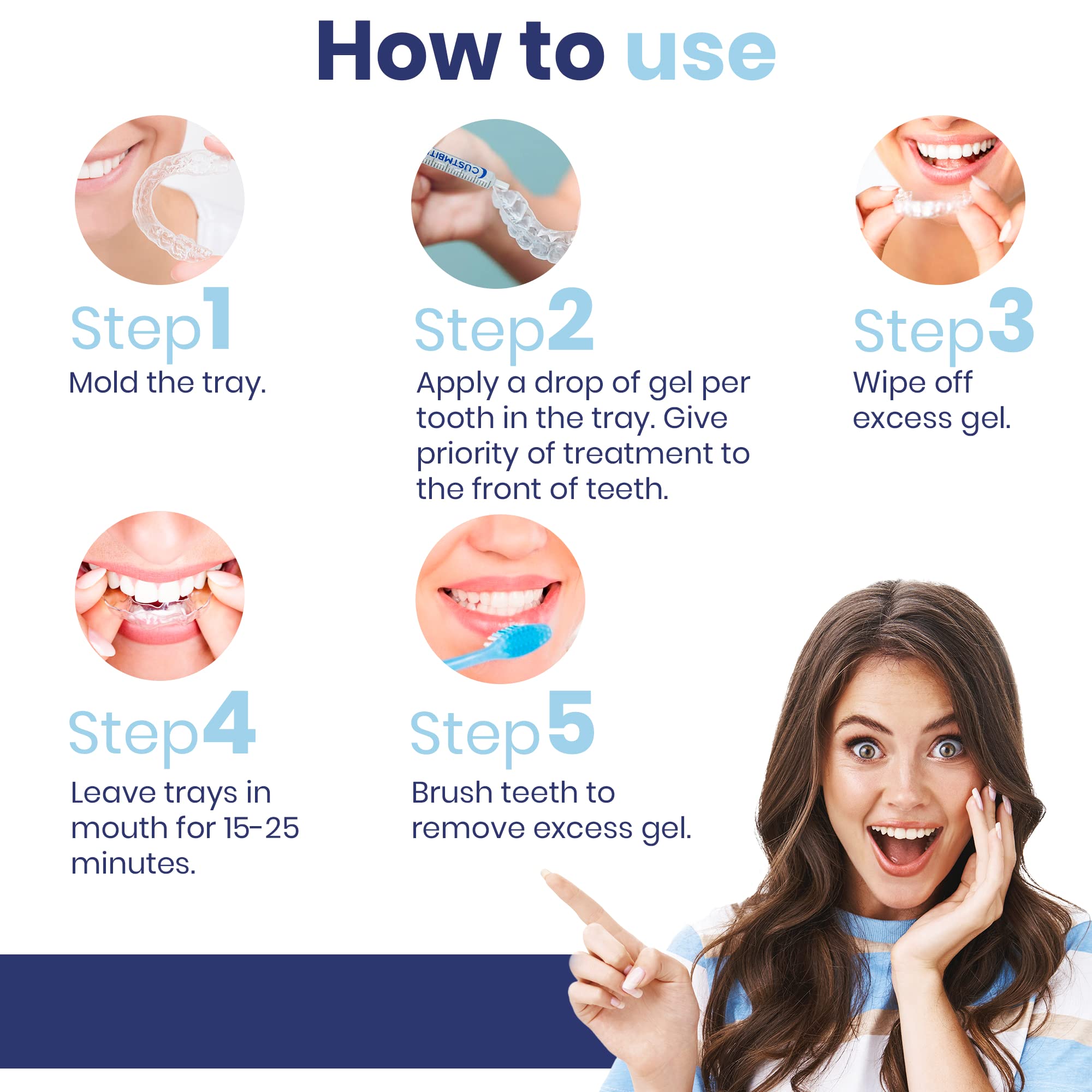 Professional Teeth Whitening Kit for Sensitive Teeth - 16% Carbamide Peroxide Gel with 2 Applicators & Custom Trays - At-Home Dental Care for Brighter Smile (Perfect for Weddings, Photos & Special Occasions)