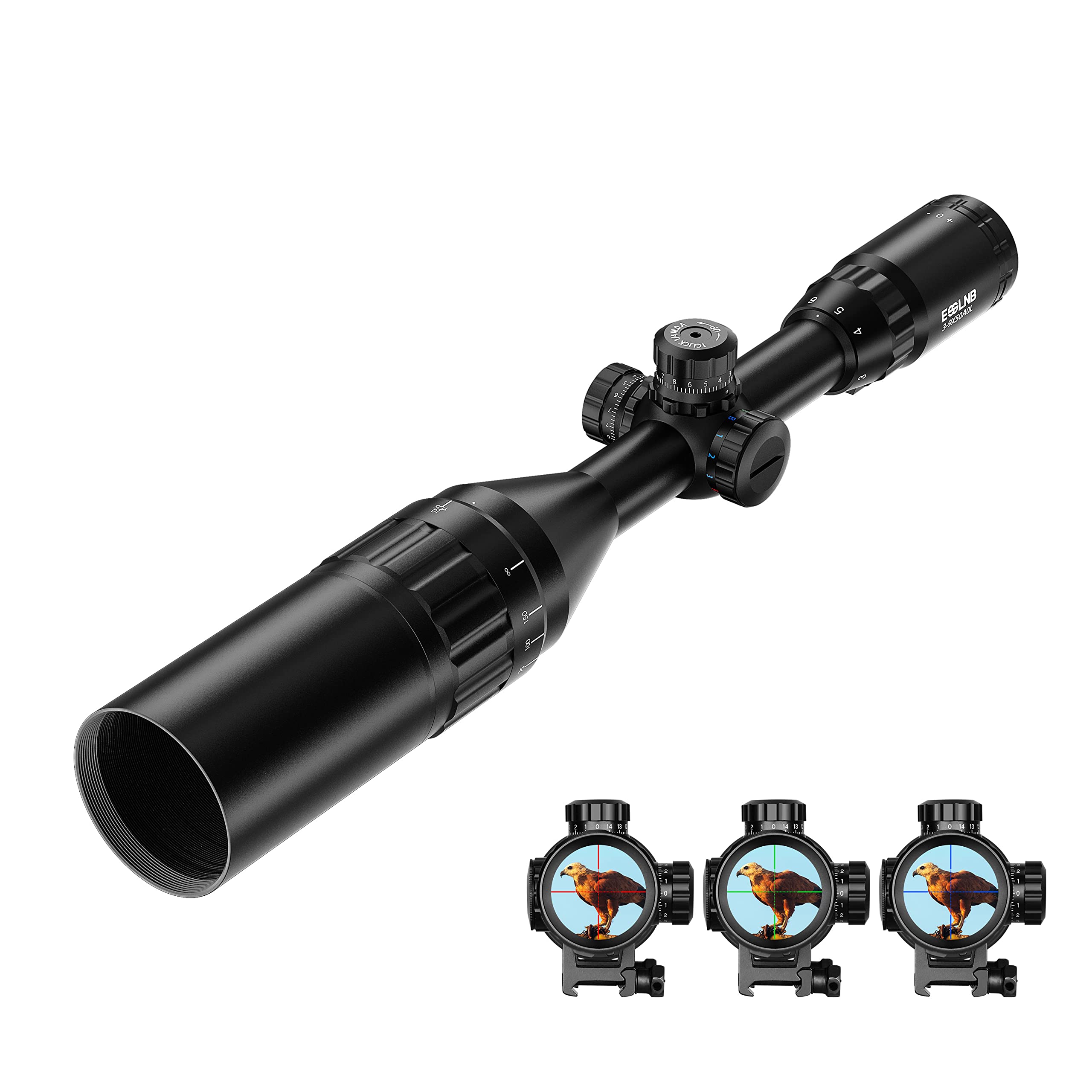 ESSLNB 3-9X50mm Airsoft Rifle Scope with Red/Green/Blue Mil-Dot Reticle - Perfect for Target Shooting, Hunting & Tactical Airsoft Games