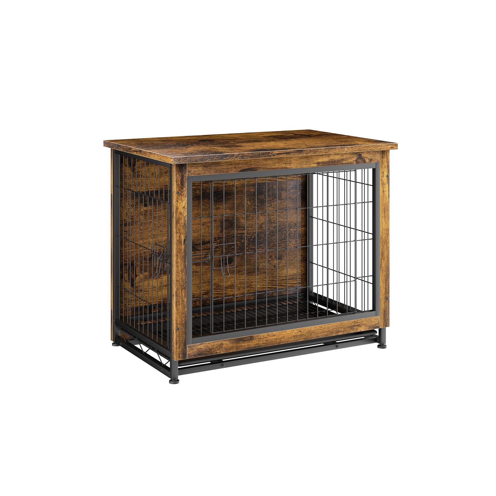 Premium Wooden Dog Crate Furniture with Double Doors - Indoor Dog Kennel, Pet House & Cage in Brown - Perfect for Living Rooms, Bedrooms & Home Decor