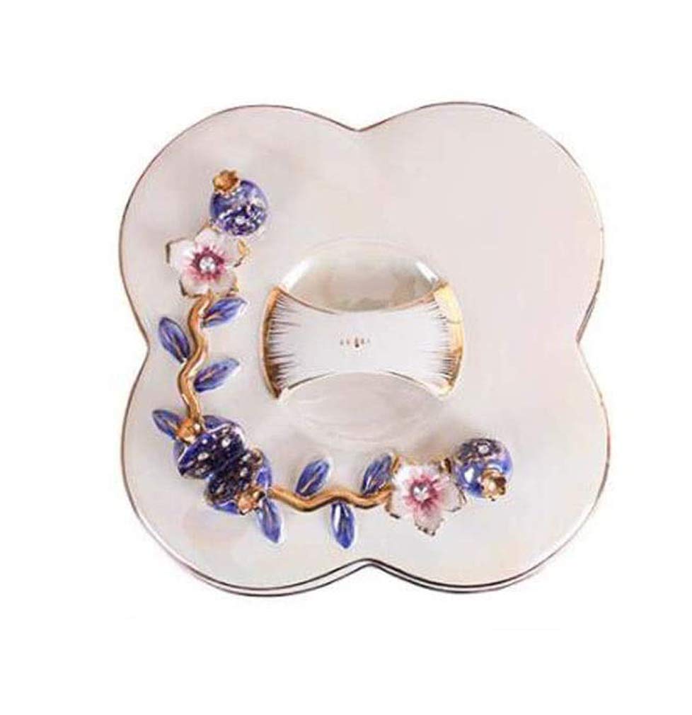European Style Ceramic Fruit Plate with Lid - 4 Compartment Dried Fruit & Candy Serving Bowl for Living Room, Kitchen, and Dining Table - Large Household Snack Tray for Nuts, Chocolates, and Party Treats