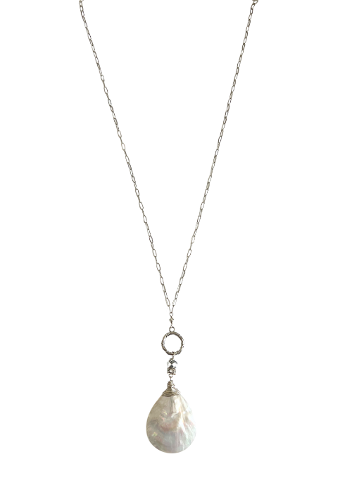 2-Way Convertible Mother of Pearl Necklace in Sterling Silver - Perfect for Layering or Wearing Solo as a Statement Piece