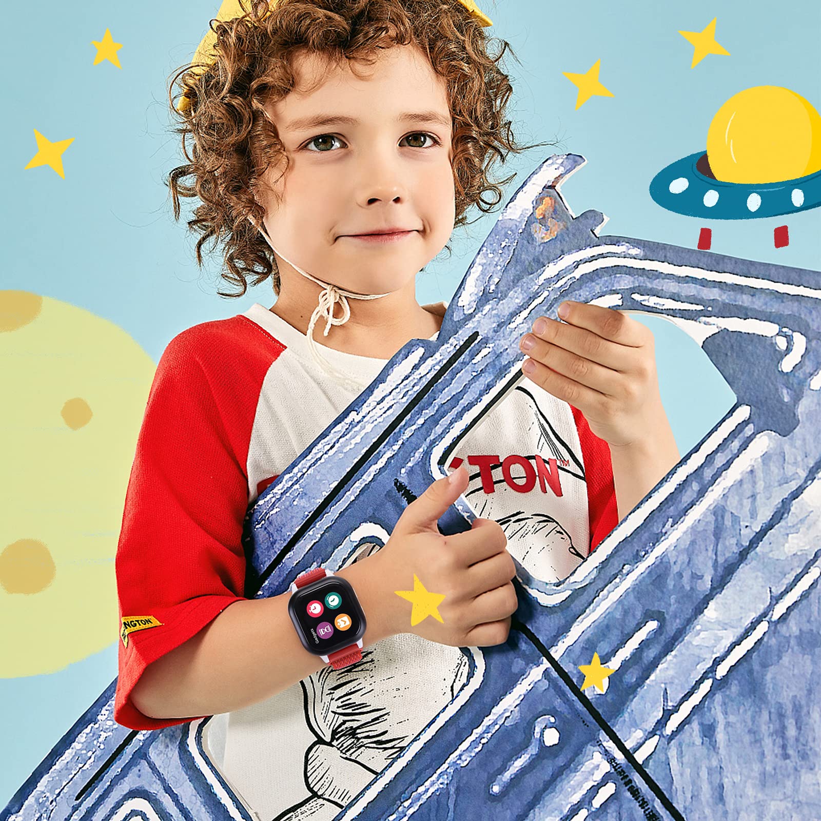 MHunter Kids Nylon Watch Band - 20mm Soft Breathable Sport Hook Loop Strap for Gizmo Watch 3 2 1 / Gabb Watch 3 2 1 / SyncUP Watch - Durable Replacement Smartwatch Bands for Boys & Girls - Perfect for School, Sports & Outdoor Activities