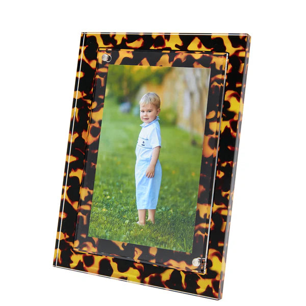 Stylish Tortoise Shell Acrylic Picture Frame - Elegant Home & Office Decor for Photos, Artwork, and Wall Display