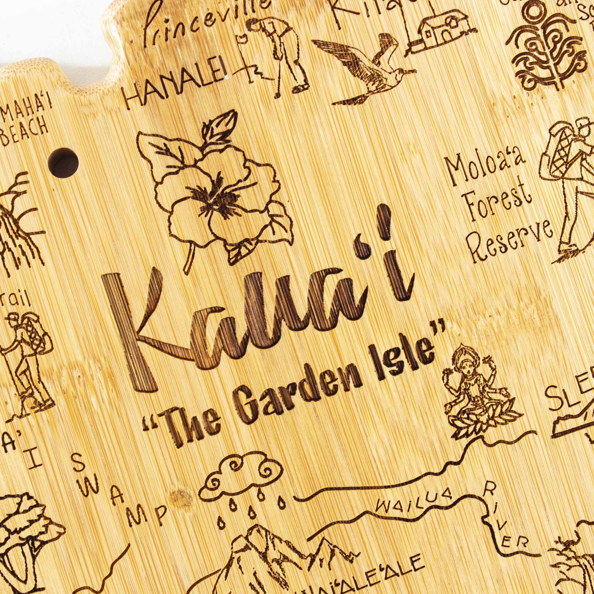 Premium Kauai-Themed Wooden Cutting Board - 9.75