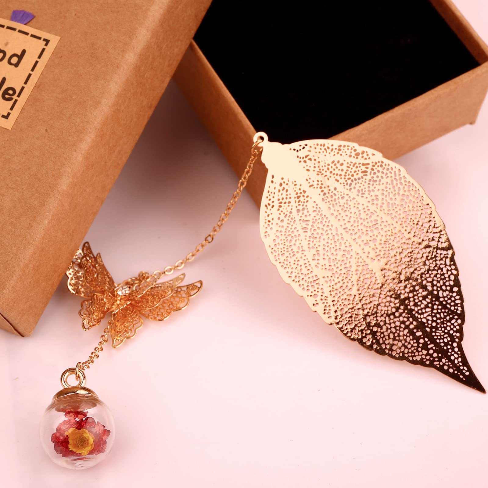Elegant Gold Leaf Bookmark with Butterfly Charm - Perfect Gift for Book Lovers & Teachers - Ideal for Reading & Special Occasions