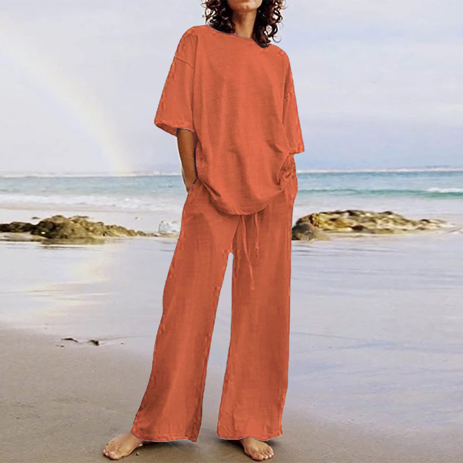 Women's Beach & Lounge Sets - Postpartum Matching Outfits, Cozy 2-Piece Vacation Shorts Set for Summer Travel, Yoga & Relaxation | Perfect for Beach Getaways, Maternity Wear & Casual Outings