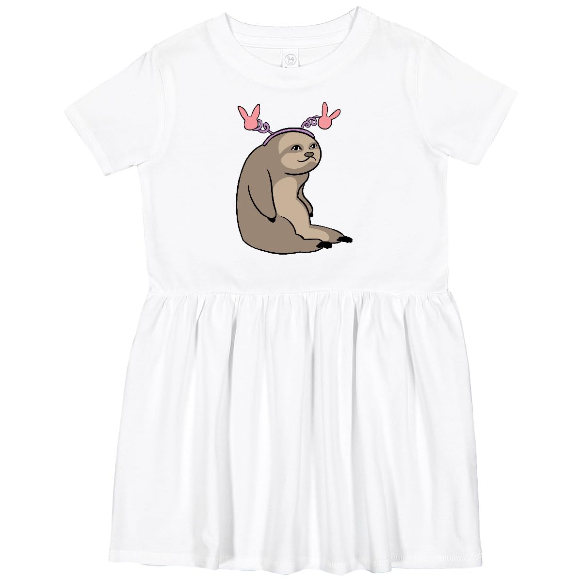 Inktastic Easter Sloth with Pink Bunny Ears Toddler Dress - Cute Spring Outfit for Baby Girls, Easter Sunday Church & Family Photo Shoot