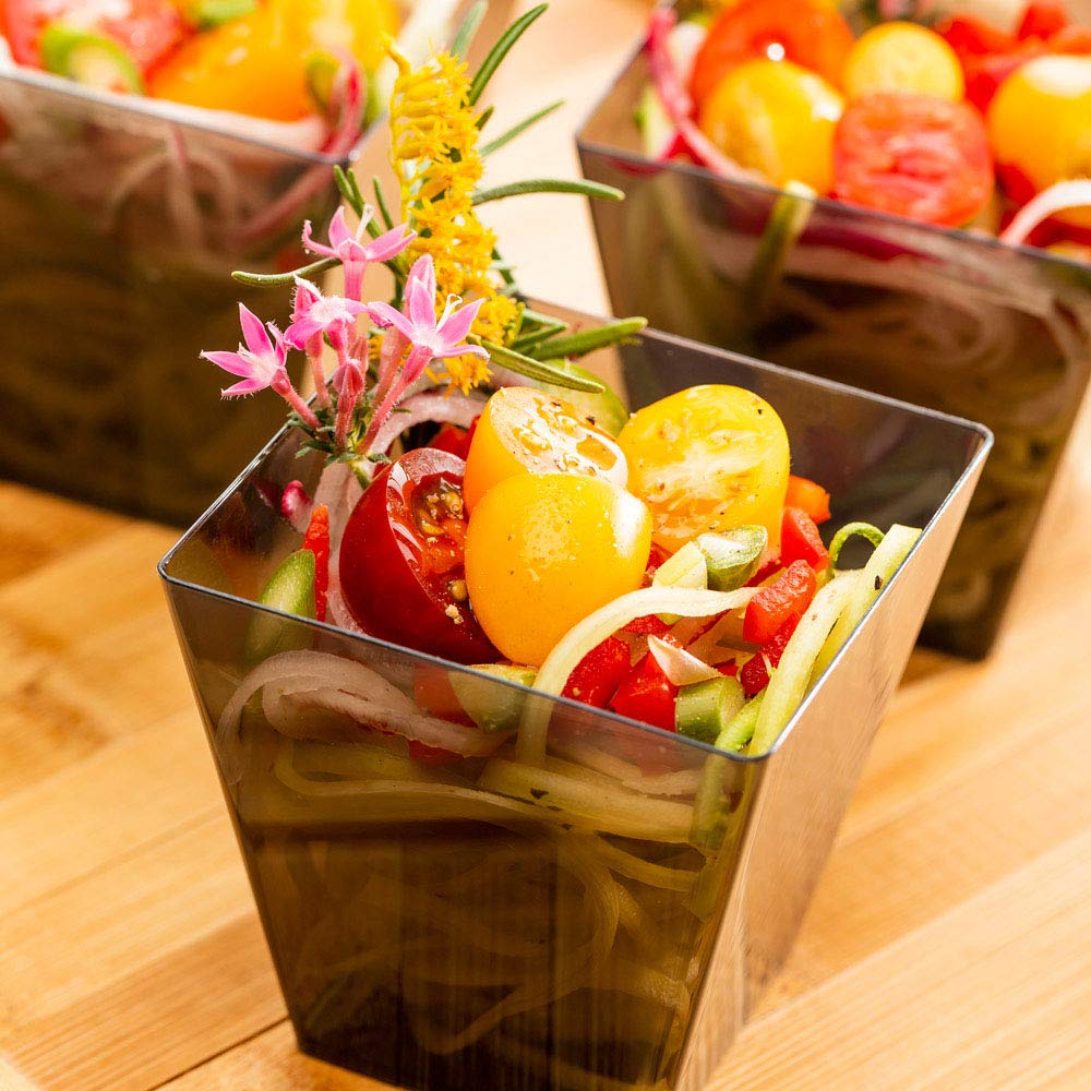 8 oz Disposable Plastic Dessert Cups - 100 Pack Smoked Gray Sturdy Appetizer Tumblers for Mousse, Layered Cakes & Catering Events | Lids Sold Separately | Perfect for Parties, Weddings & Restaurants