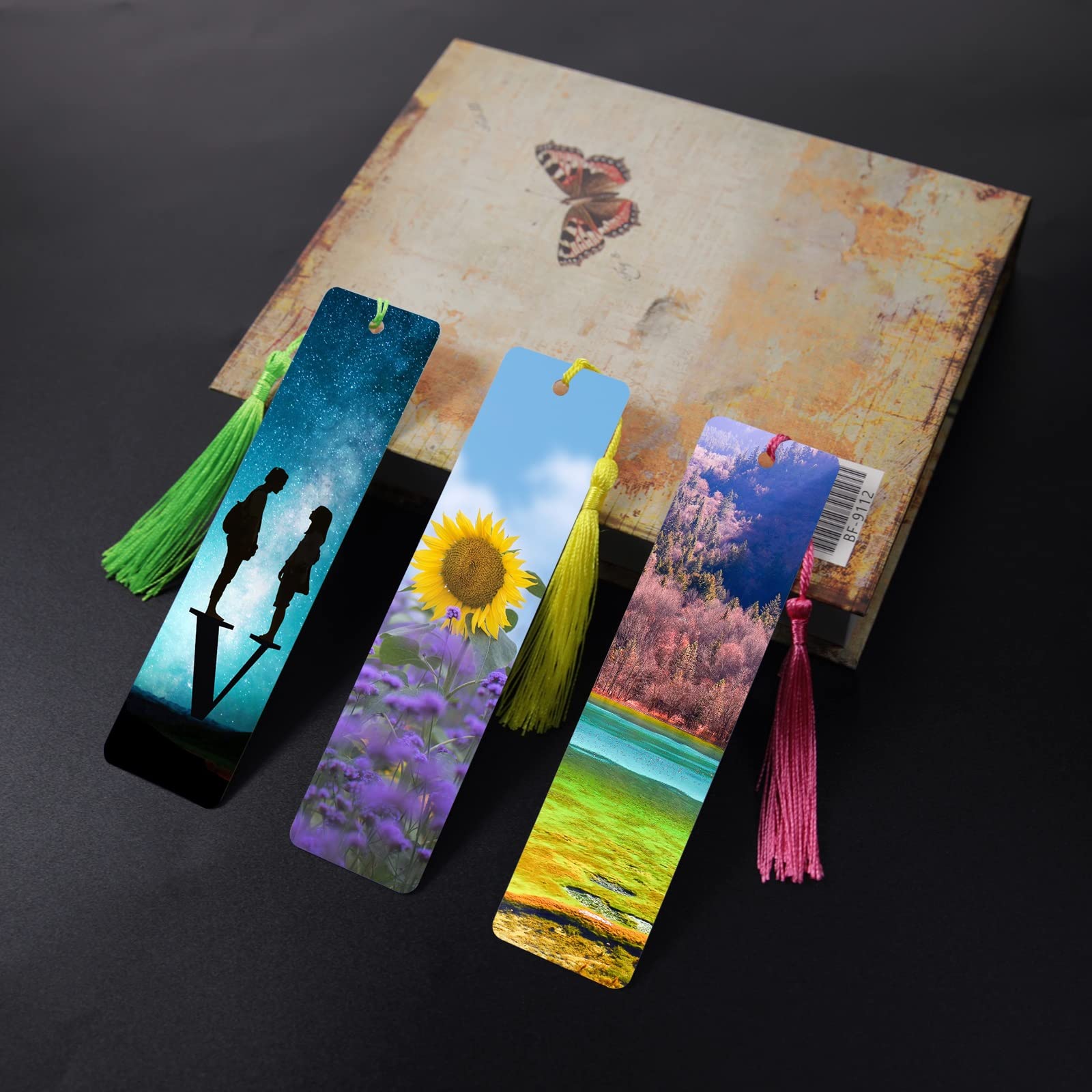 50 Pcs DIY Sublimation Blank Aluminum Metal Bookmarks Bulk with Hole & Colorful Tassels - Heat Transfer Craft Supplies for Personalized Gifts, Reading Accessories, Party Favors, and Scrapbooking Projects