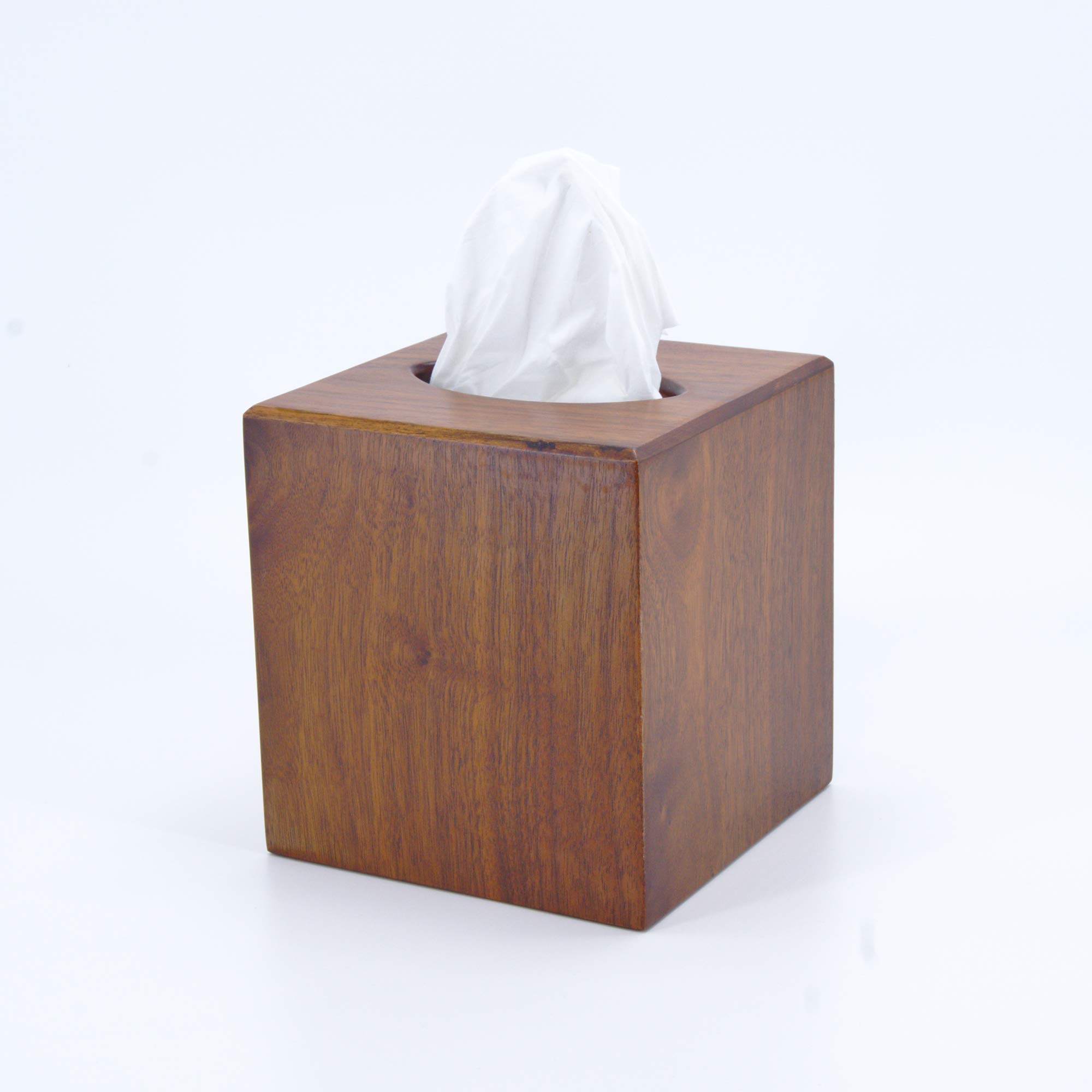 KAHL WOOD DECOR Walnut Tissue Box Cover - Handcrafted Mid-Century Modern Tissue Holder for Bathroom, Living Room & Office Decor - Natural Wood Lacquer Finish for Home & Office Organization