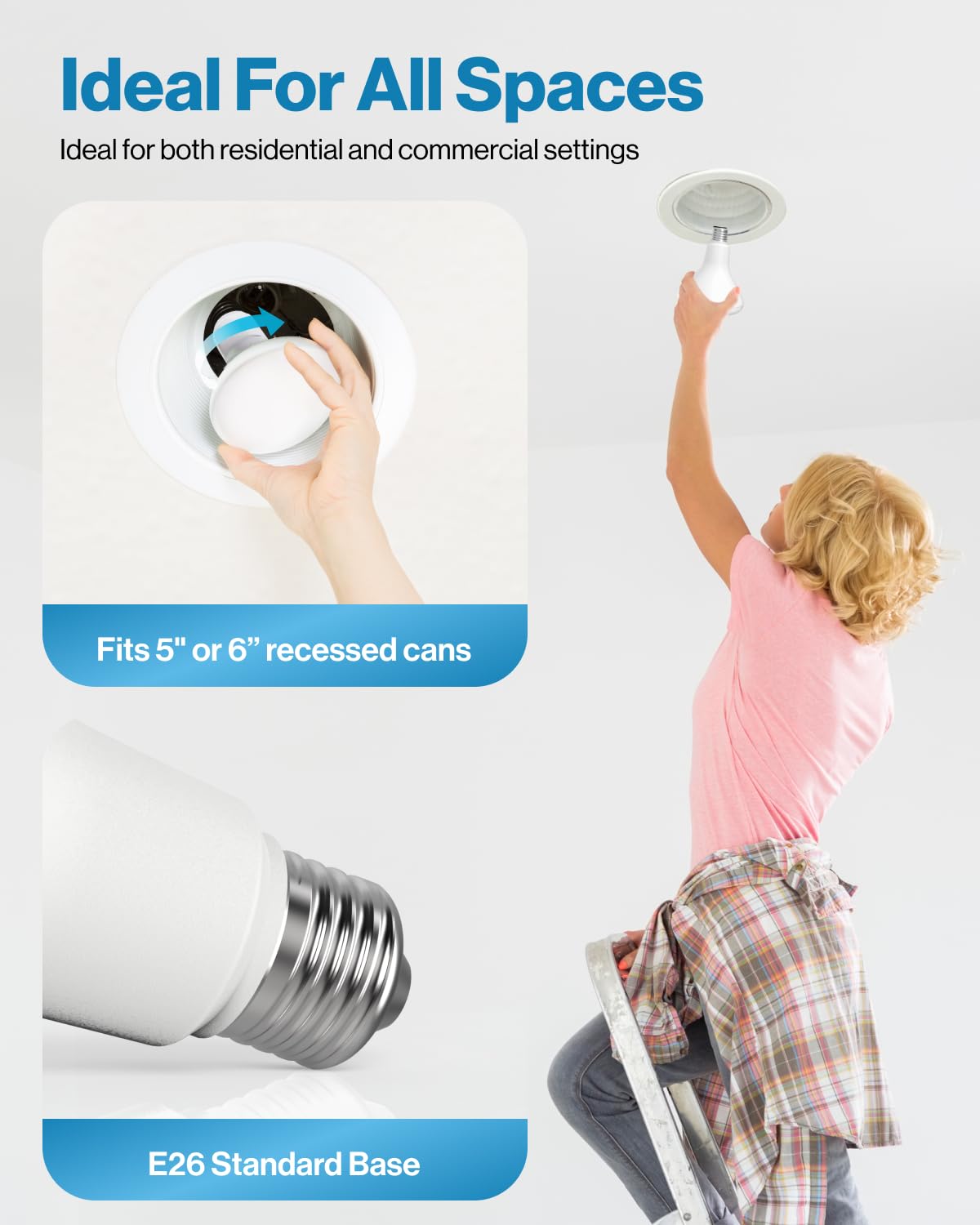 Sunco 12 Pack BR30 LED Light Bulbs - 11W (65W Equivalent) 850LM 5000K Daylight Dimmable E26 Base - Recessed Can Lights for Home, Kitchen, Bedroom, Office - Energy Saving Indoor Flood Bulbs UL Listed