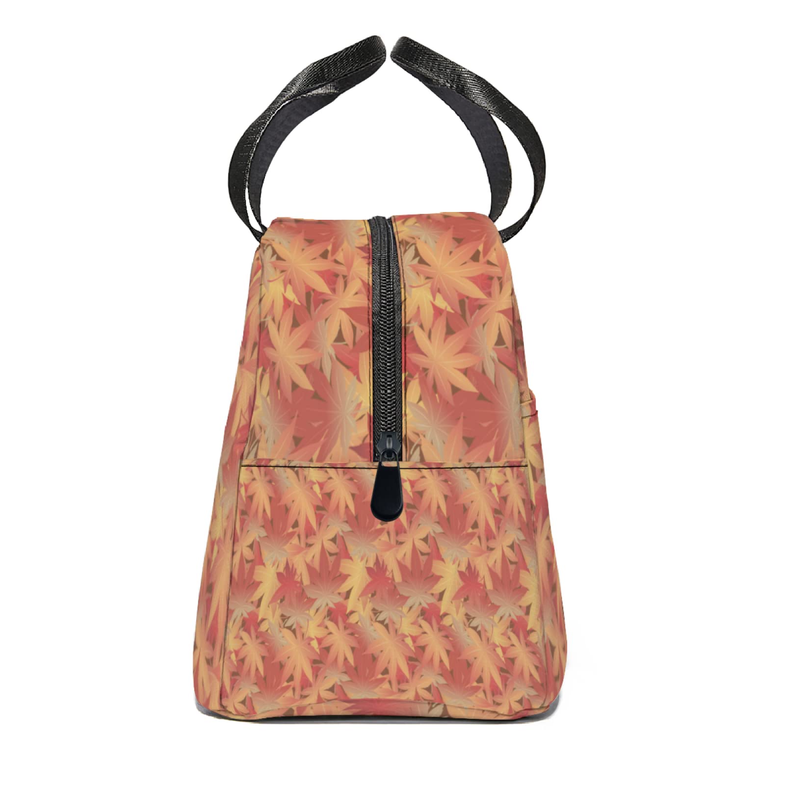 Japanese Maple Leaf Insulated Lunch Tote Bag - Reusable Thermal Lunch Box with Front Pocket for Women & Men | Perfect for School, Office, Picnic, and Autumn Outings