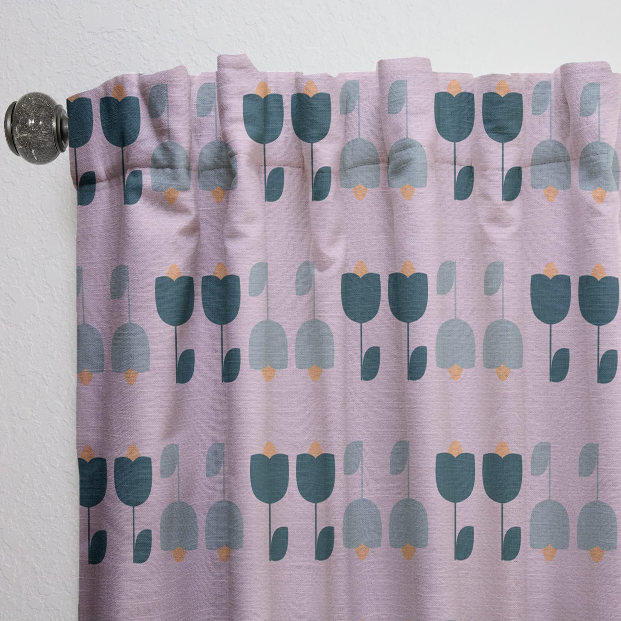 DesignQ Retro Floral Pattern XIII Thermal Insulated Curtains - 52x84 Inch Single Panel for Bedroom & Living Room - Perfect for Home Decor & Blackout Needs