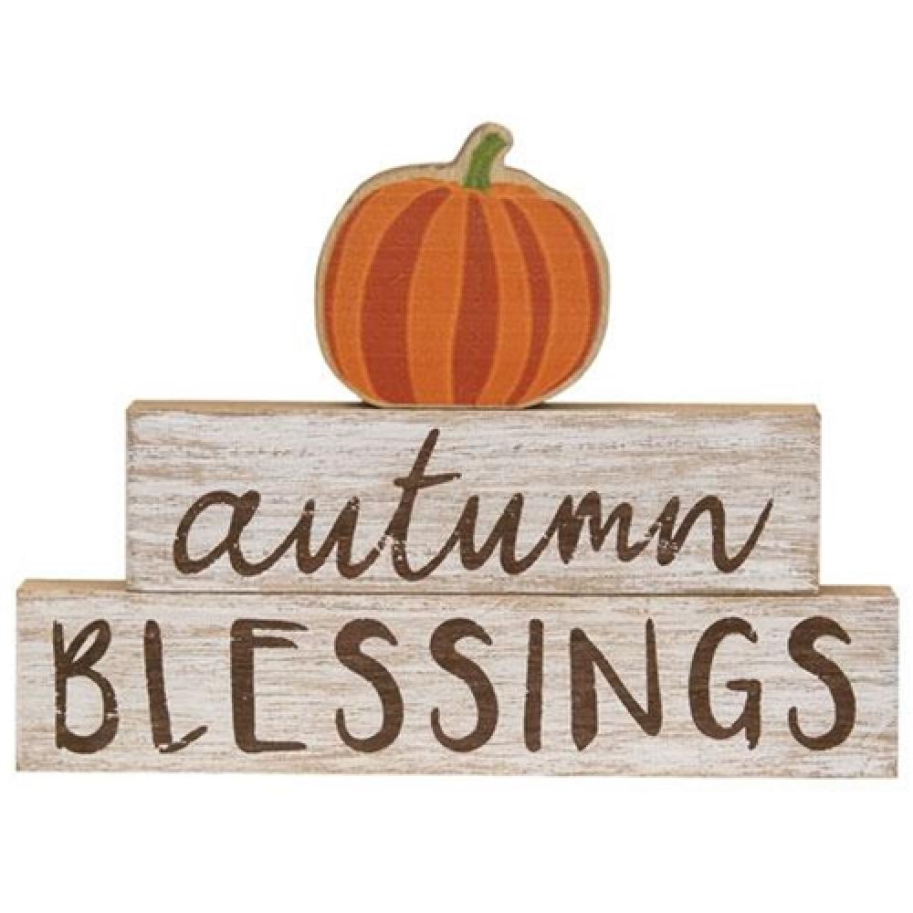 3-Piece Autumn Blessings Pumpkin Stackers Set - Fall Home Decor for Thanksgiving, Halloween, and Seasonal Table Centerpieces