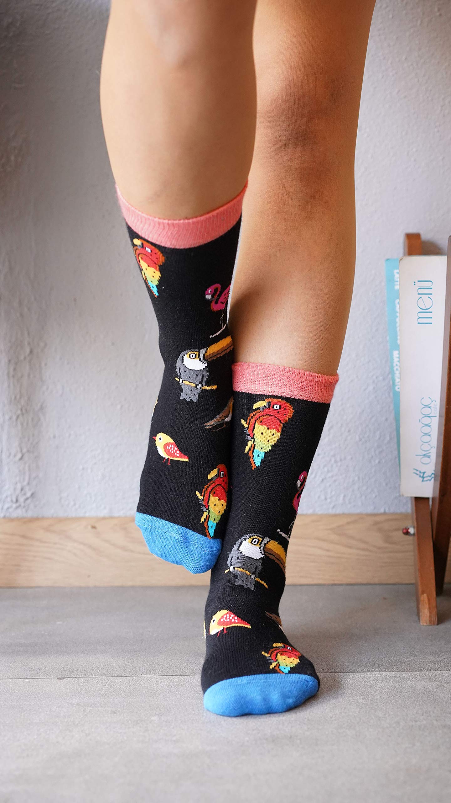 Women's Colorful Luxury Cotton Funky Crew Socks - 1 Pair Soft Comfortable Casual Socks for Everyday Wear, Workout & Fashion Outfits
