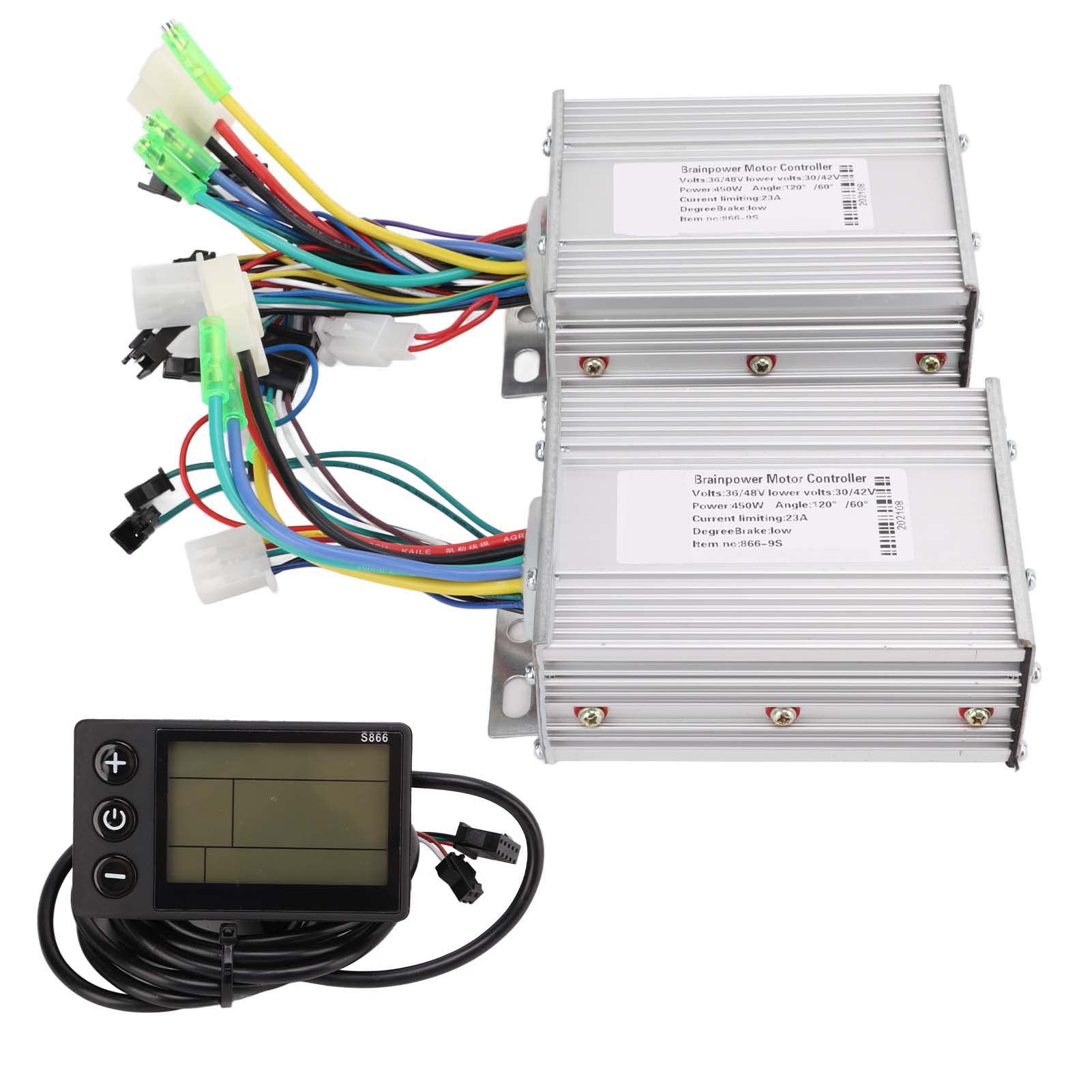 BuyWeek 36V/48V 450W Brushless Motor Controller Kit for Electric Bicycles & Scooters - Dual Drive with 866 LCD Display Panel - Perfect for E-Bike Upgrades & DIY Electric Vehicle Projects