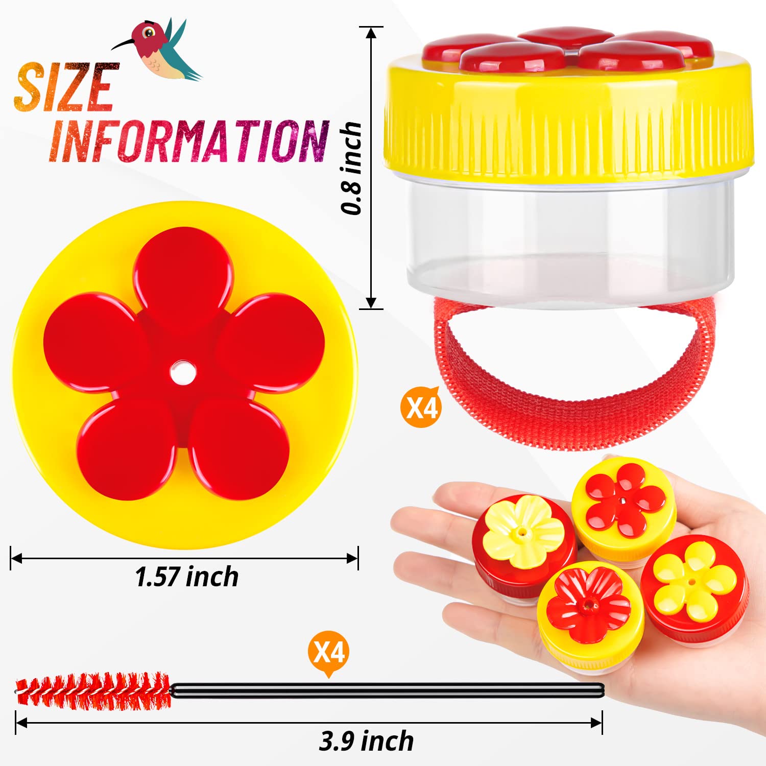 Handheld Hummingbird Feeder Kit - 4Pcs with Cleaning Brushes for Outdoor Bird Watching