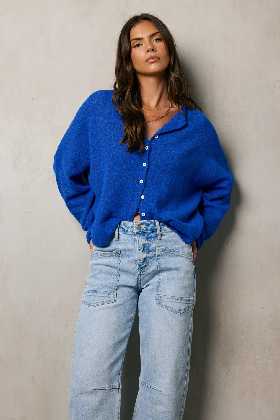 Blue Maci Cardigan for Women | Cozy Knit Sweater | Perfect for Fall & Winter Layering | Casual Office Wear & Weekend Outfits