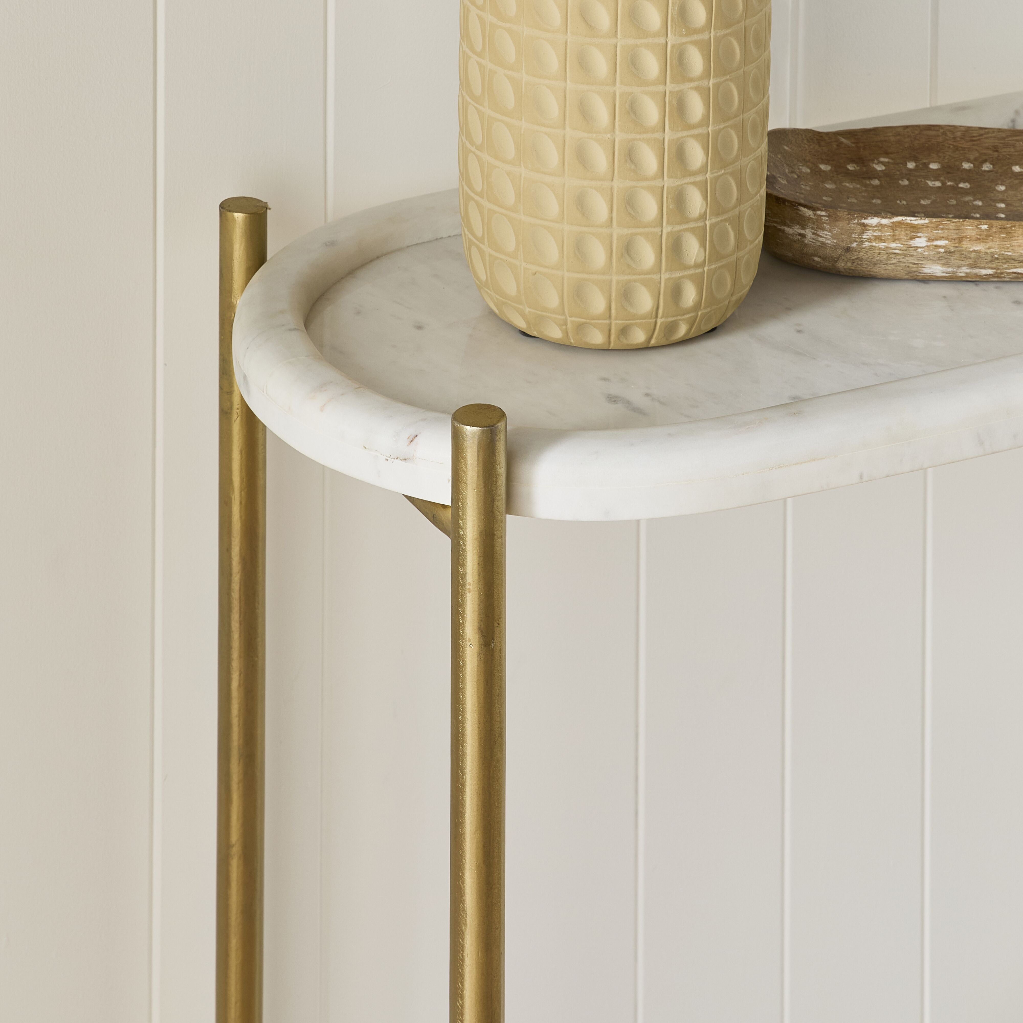 Blanc Ovale 2-Tier Console Table - Modern Oval Entryway Table with Storage Shelf - Perfect for Hallway, Living Room & Small Space Decor