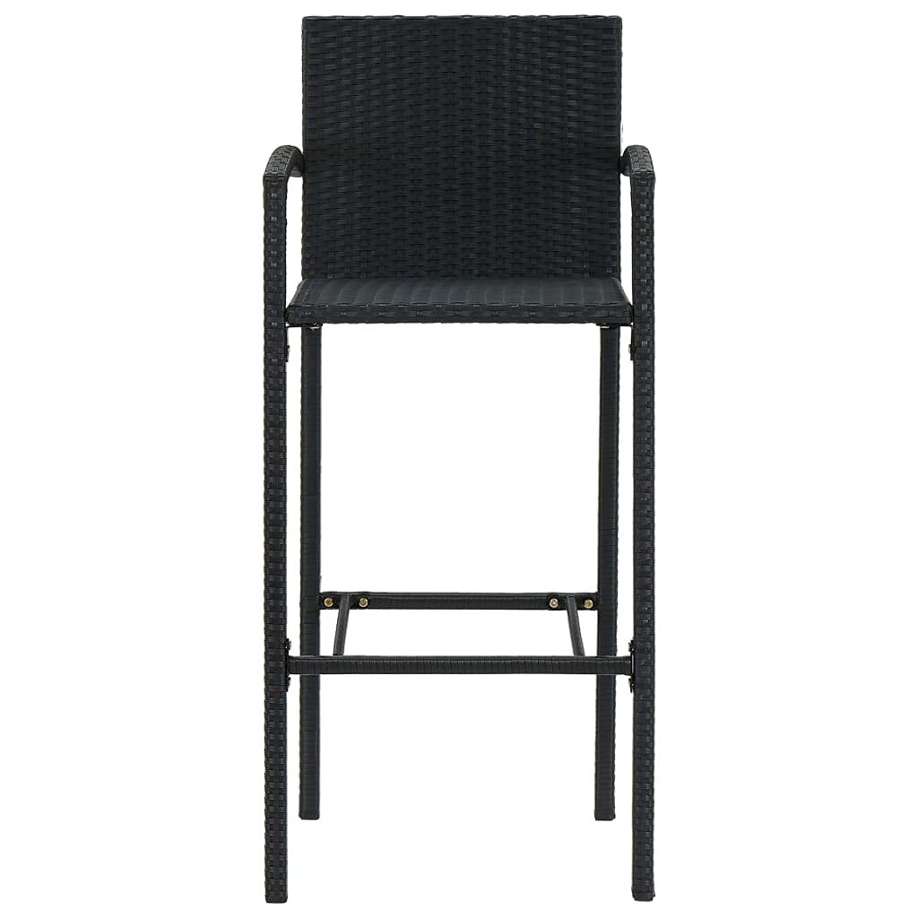 5-Piece Black Poly Rattan Outdoor Bar Set - Counter Height Garden Dining Furniture for Bistro, Pub, Backyard & Terrace - Weather-Resistant Wicker Patio Set with Armrests - Perfect for Outdoor Entertaining & Relaxation