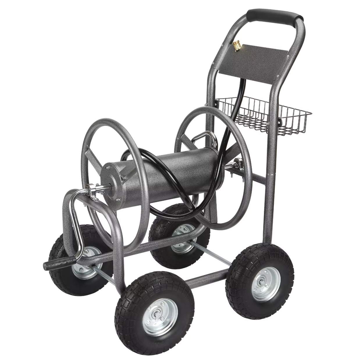 Member's Mark Heavy-Duty Hose Reel Cart with Steel Basket - Perfect for Garden Watering, Car Washing & Outdoor Cleaning