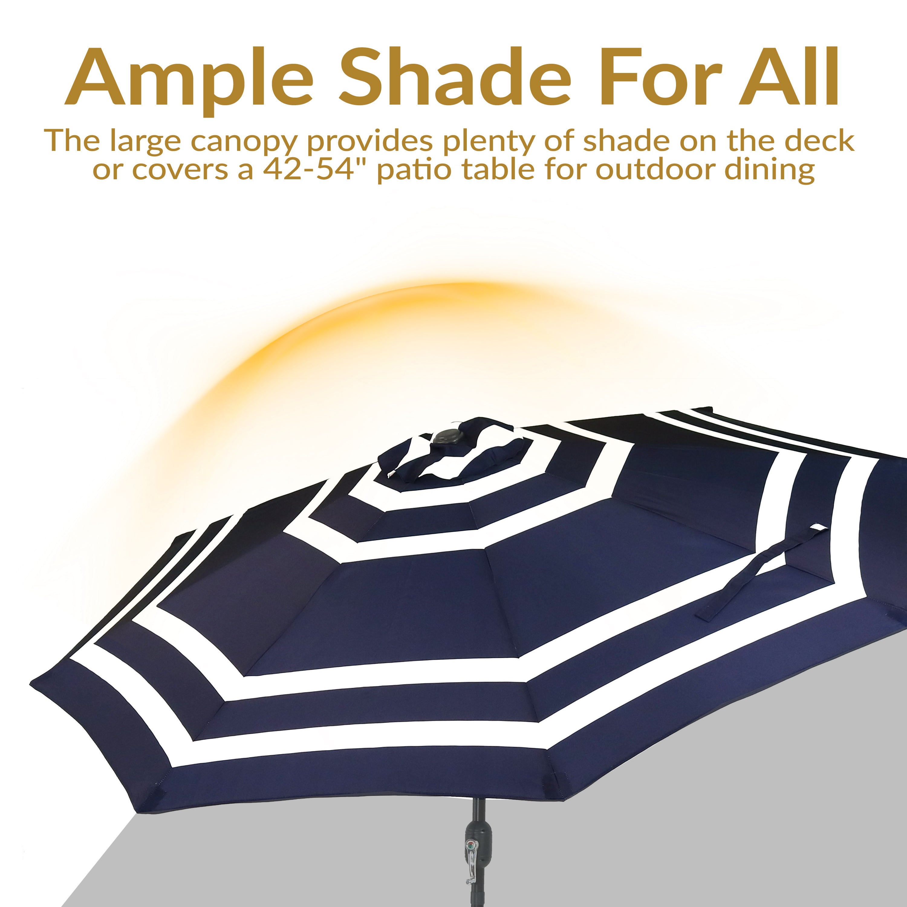 Sunnydaze 9-Foot Striped Outdoor Patio Umbrella with Push Button Tilt & Easy Crank Lift - Perfect for Poolside, Backyard, Garden, and Deck Shade
