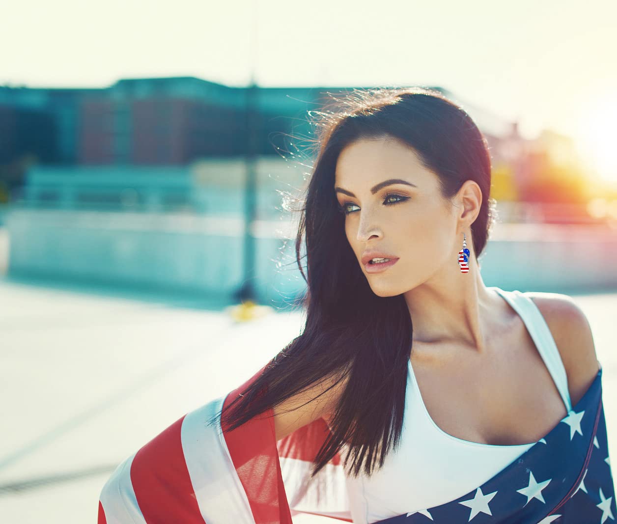 Patriotic USA Flag Earrings for Women - Red White & Blue Dangle Drop Earrings, 4th of July Independence Day Jewelry Gift - Perfect for Parties, Festivals & National Celebrations