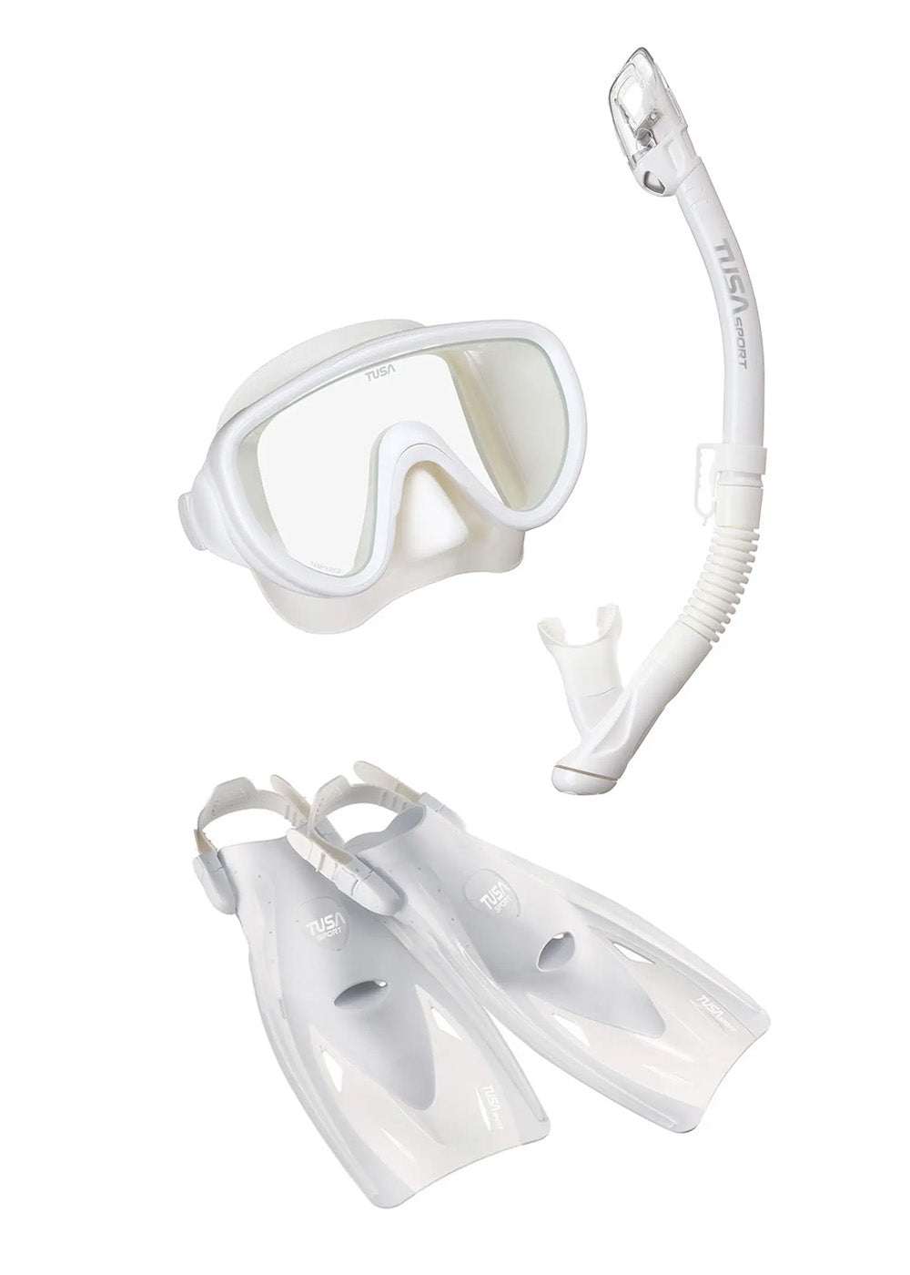 Tusa Serene Adult Snorkeling Set - Travel Mask, Snorkel & Fins Combo for Scuba Diving, Beach Vacations & Underwater Adventures