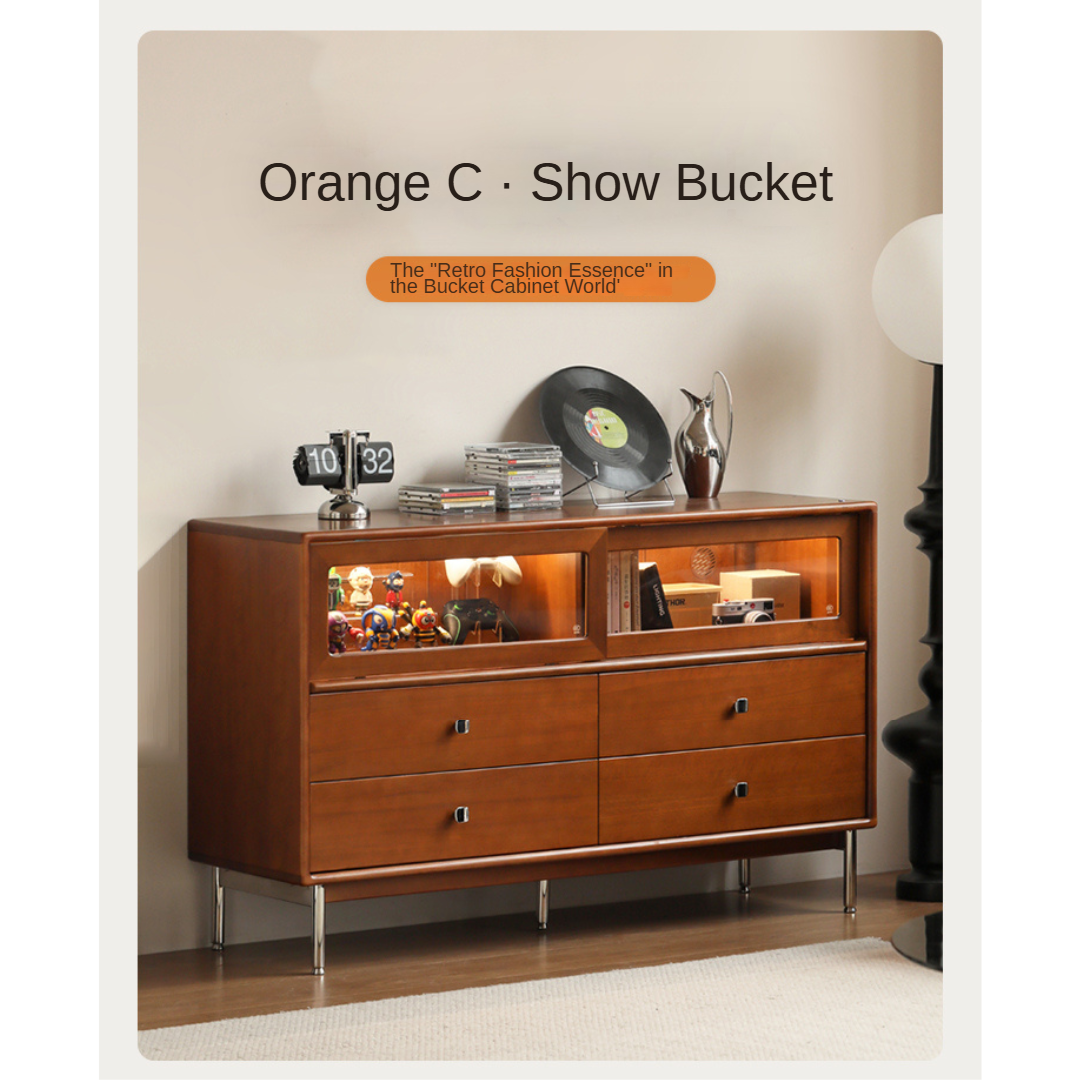 Bauhaus Style Poplar Solid Wood Cabinet with Storage Drawers - Perfect for Living Room, Bedroom & Office Organization