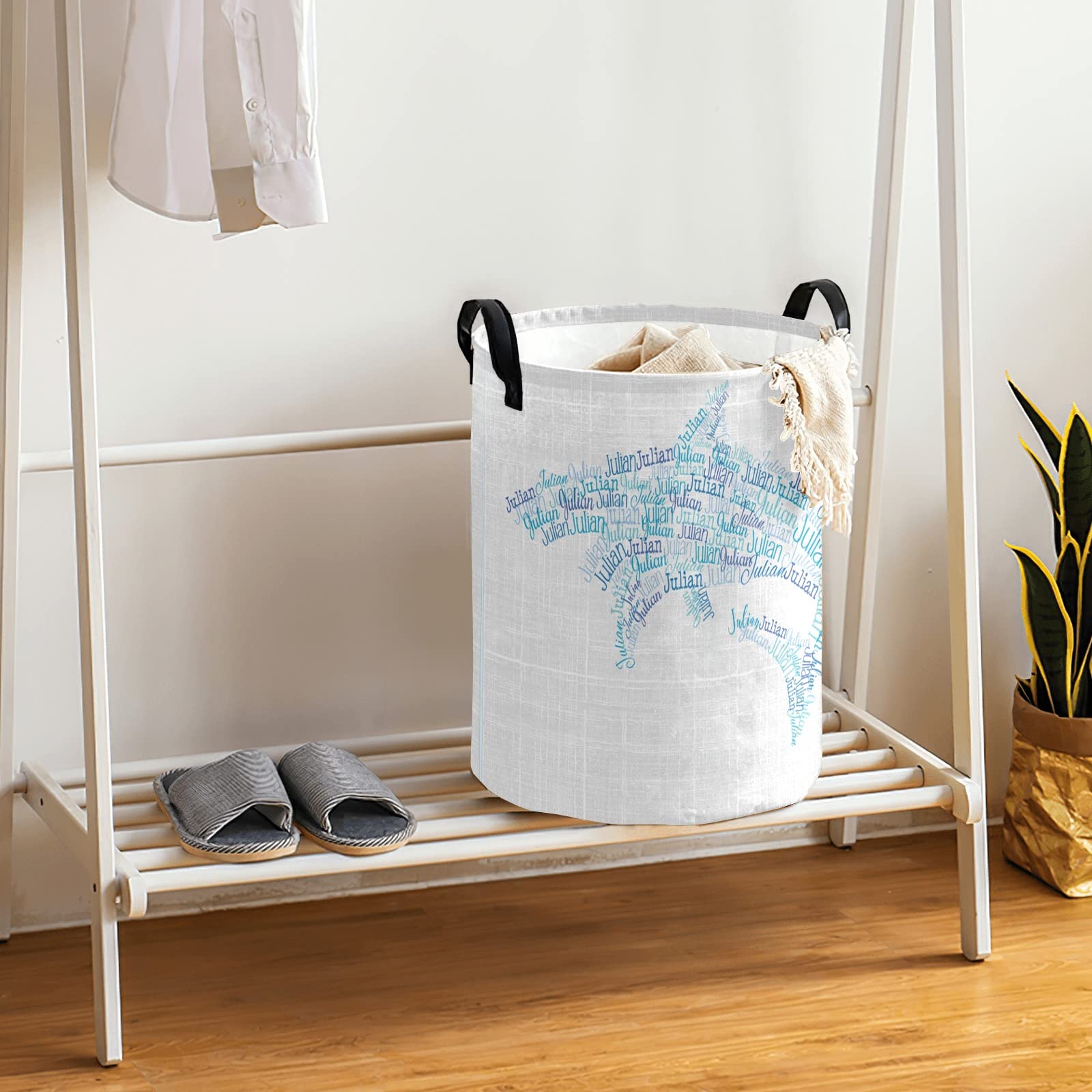 Personalized Laundry Hamper with Name - Custom Collapsible Clothes Storage Basket with Handle for Bathroom, Bedroom & Living Room - Perfect for Kids Room, Dorm Organization & Gift Giving (Dolphin Design)