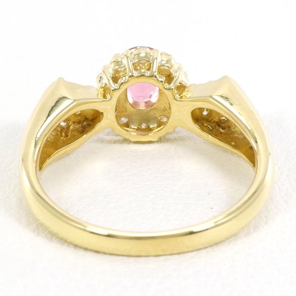 18K Yellow Gold Pink Tourmaline Diamond Ring for Women - Elegant Gemstone Engagement & Wedding Band - Perfect for Anniversary, Valentine's Day & Special Occasions