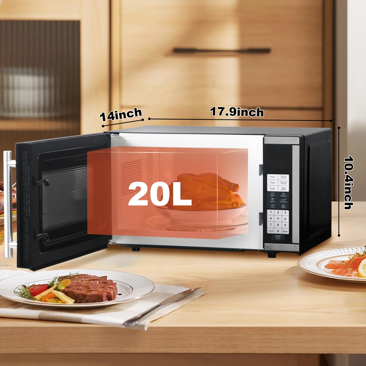 SMETA 0.7 cu ft Countertop Microwave Oven - 700W Compact Microwave with 10 Power Levels, Turntable & Push Button Controls - Perfect for Small Kitchens, Dorms, Apartments & Offices (Black) - Ideal for Quick Meals, Reheating & Defrosting in Compact Spaces