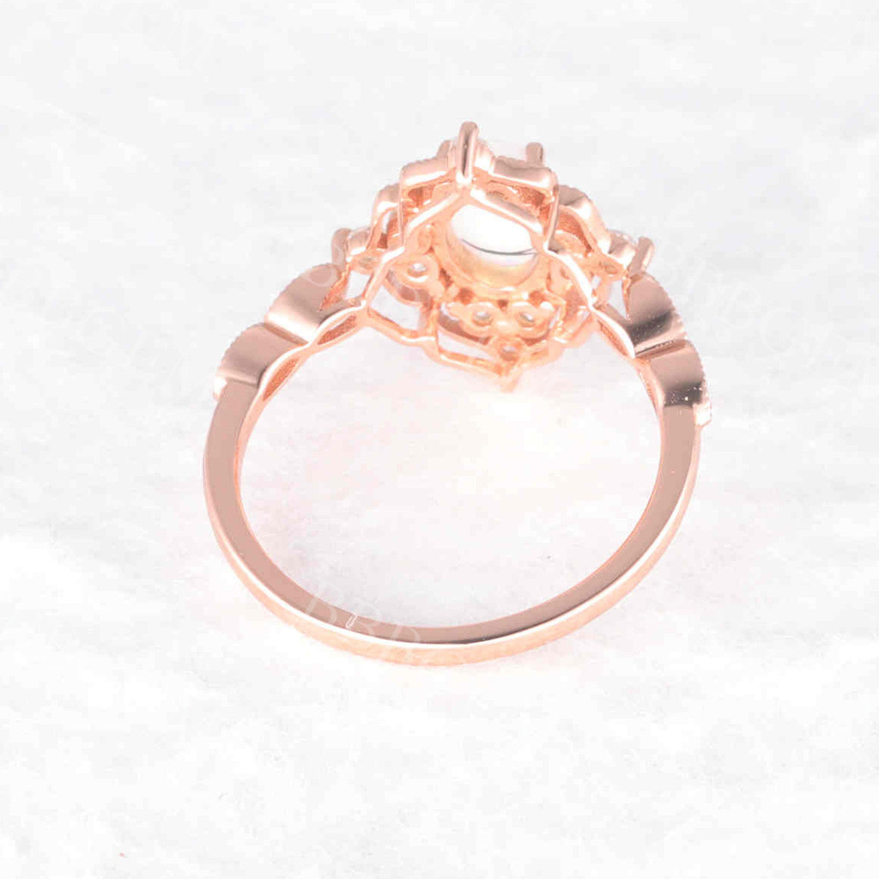 Vintage Opal Engagement Ring 14K Rose Gold Oval Halo Diamond Wedding Band for Women - Perfect for Anniversary, Proposal & Special Occasions