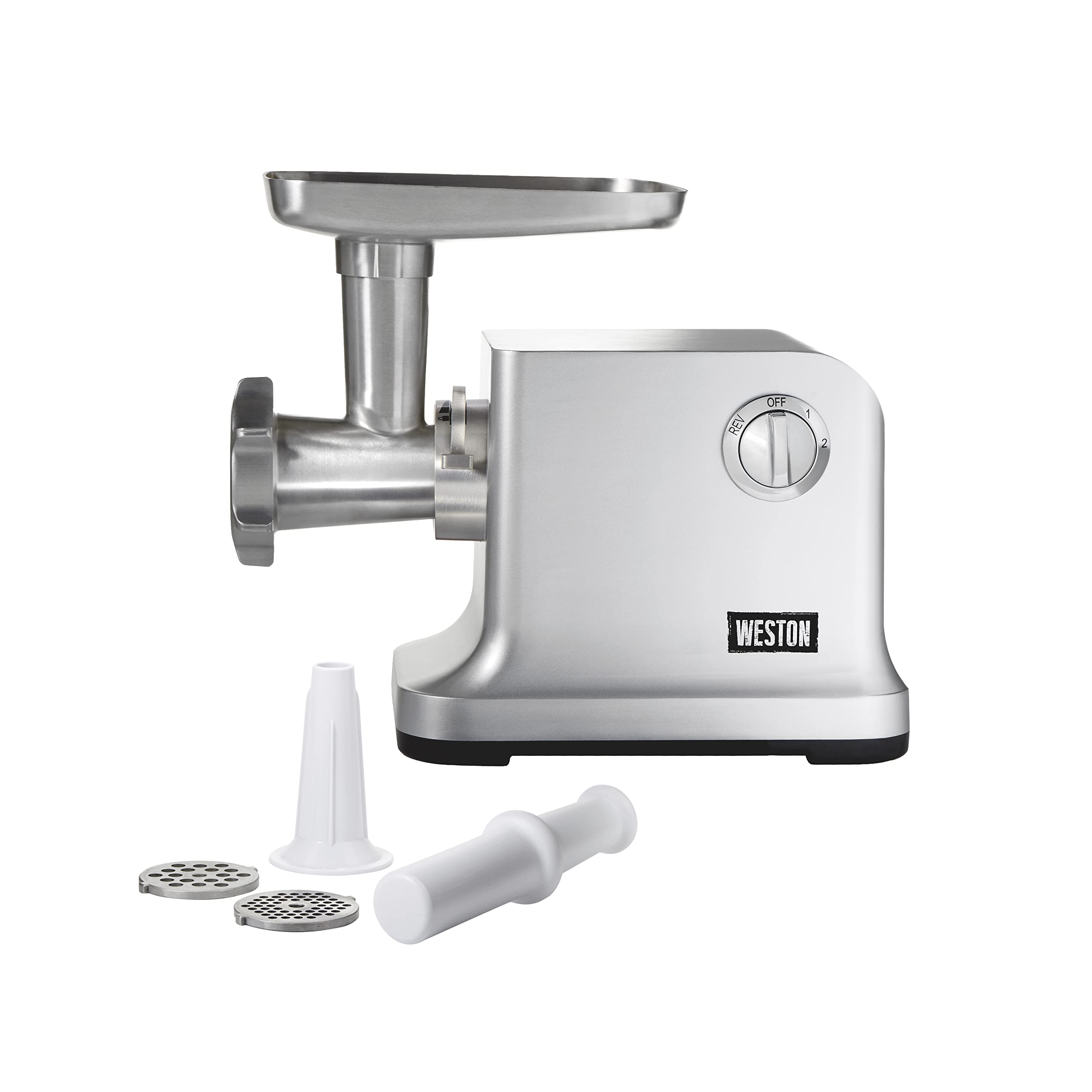 Weston Electric Meat Grinder & Sausage Stuffer - 750W #12 Heavy Duty 1HP Motor, 4 lbs/min Grinding Capacity with Stainless Steel Plates & Die-Cast Aluminum Body (Model 33-1301-W) - Perfect for Home Butchering, Sausage Making & Food Prep
