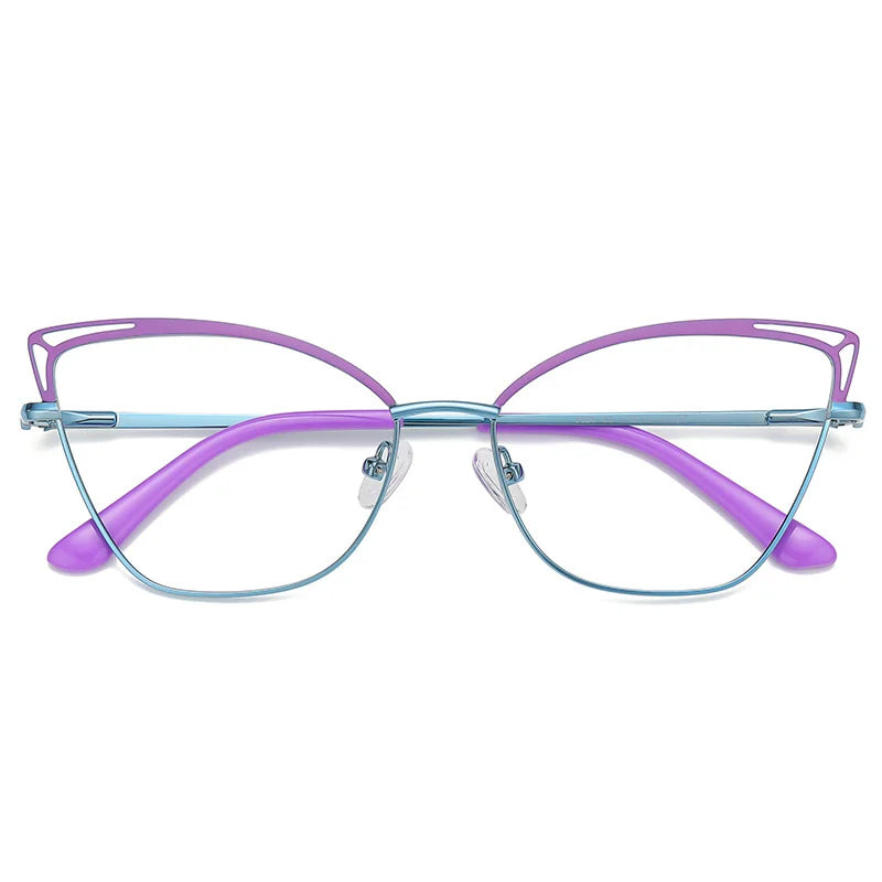 Brightzone Women's Full Rim Square Cat Eye Eyeglasses Frame 76038 - Lightweight Alloy Glasses for Work, Reading & Fashion
