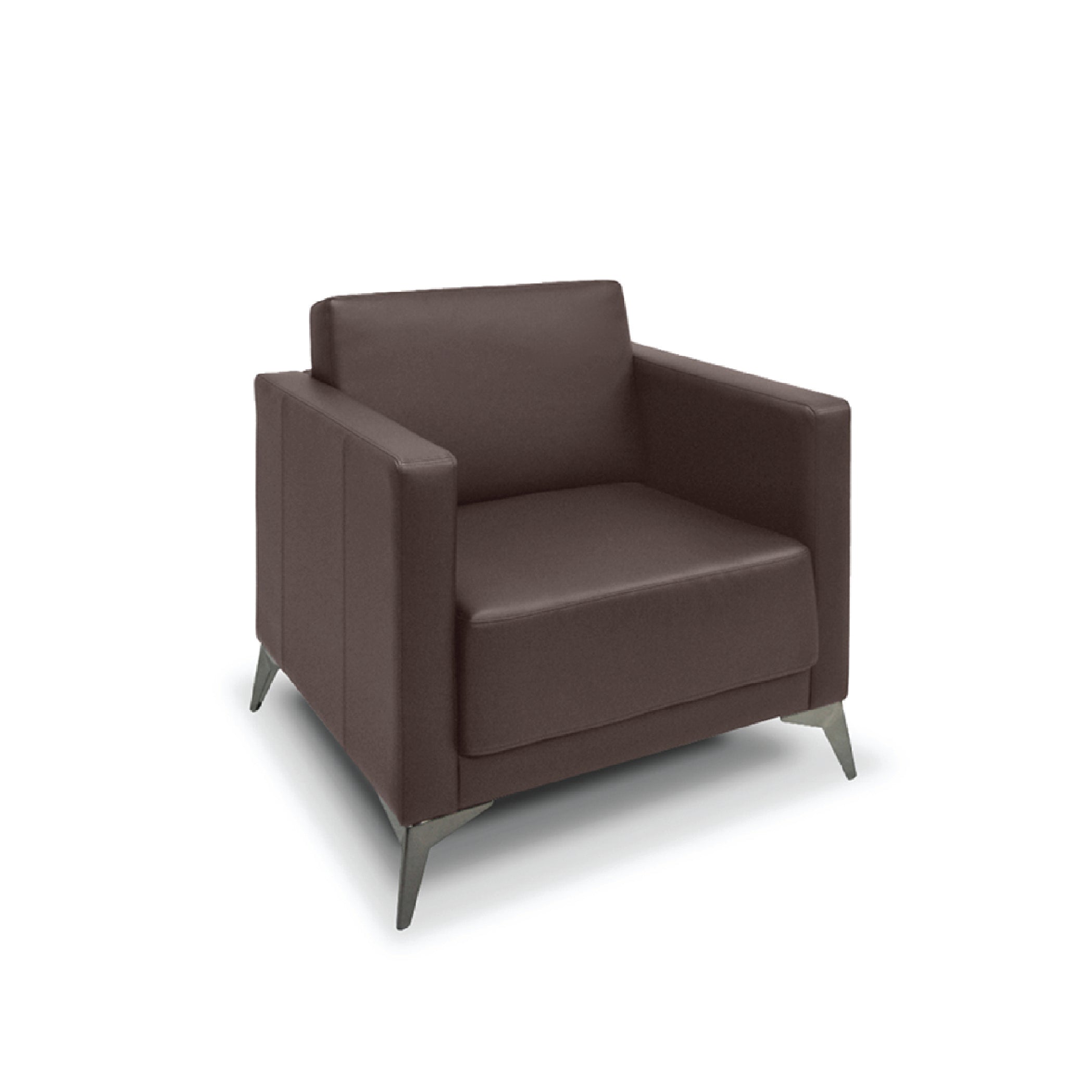 BERN Modern Armchair in Mocha Brown - Comfortable Lounge Chair for Living Room, Bedroom, or Office - Upholstered Accent Chair with Sturdy Metal Legs