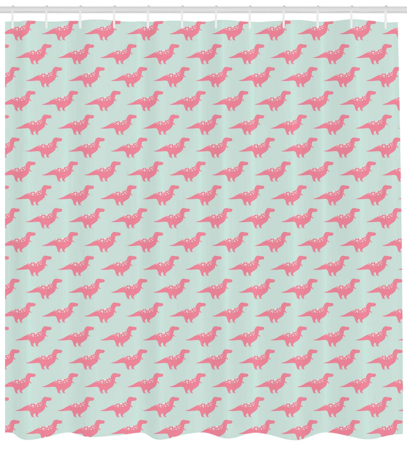 Ambesonne Dinosaur Shower Curtain - Cute Prehistoric T-Rex Silhouette Design, Soft Fabric Bathroom Decor with Hooks, 69