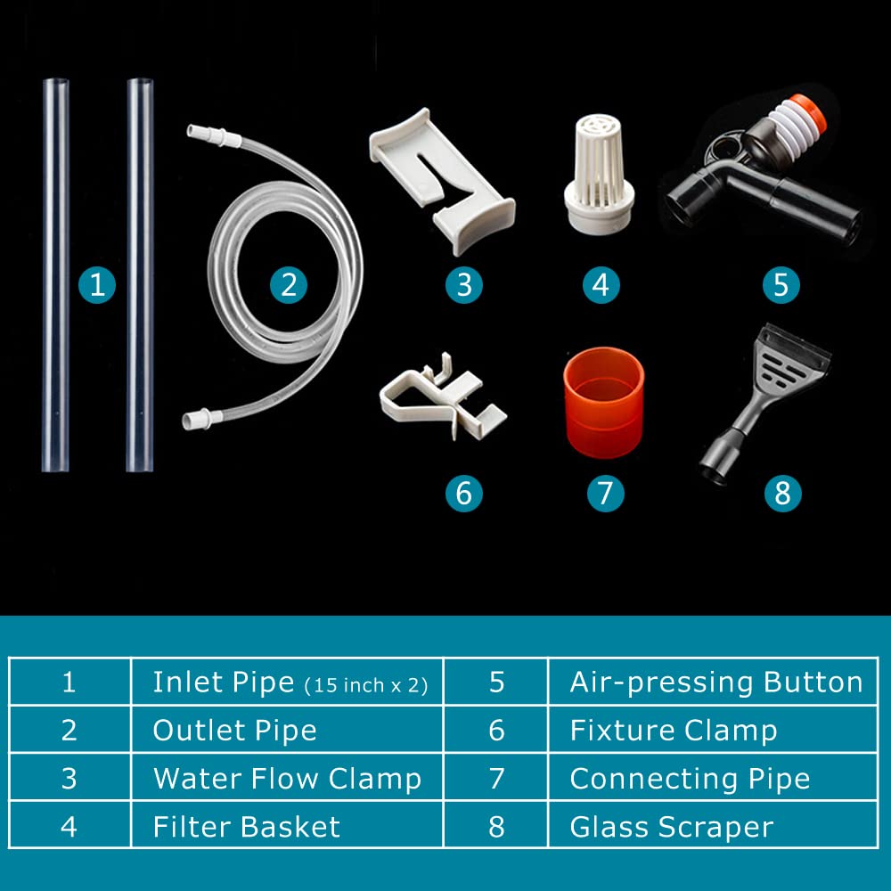 PULACO Aquarium Gravel Cleaner - Quick Water Changer with Air-Pressing Button, Fish Tank Sand Cleaner Kit with Free Brush | Perfect for Freshwater & Saltwater Tanks, Easy Maintenance for Home & Office Aquariums