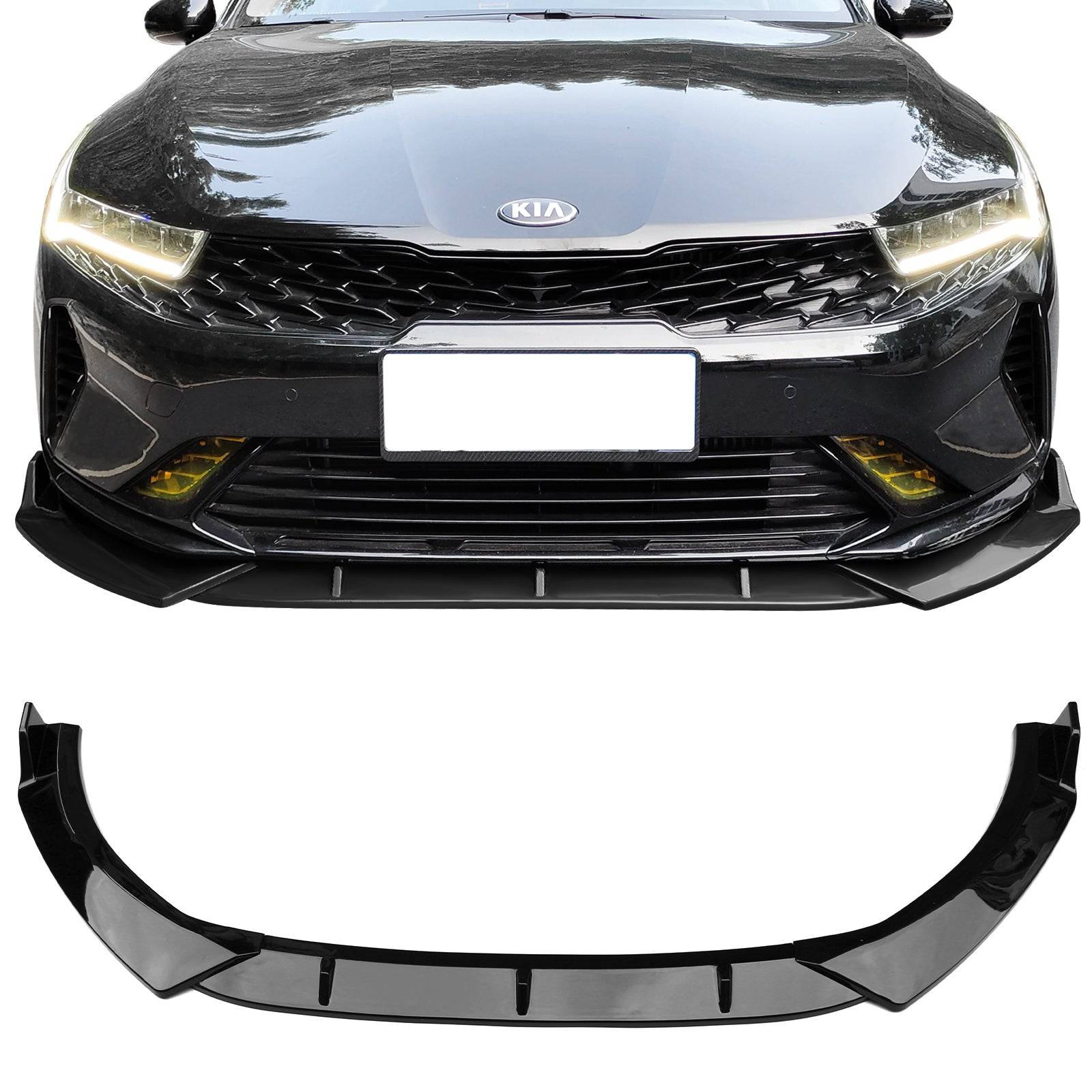 2021-2023 Kia K5 Front Bumper Lip Spoiler Kit - 3PCS Glossy Black Front Splitter for EX/GT/LX/LXS Models | Enhance Style & Aerodynamics for Street & Track Racing