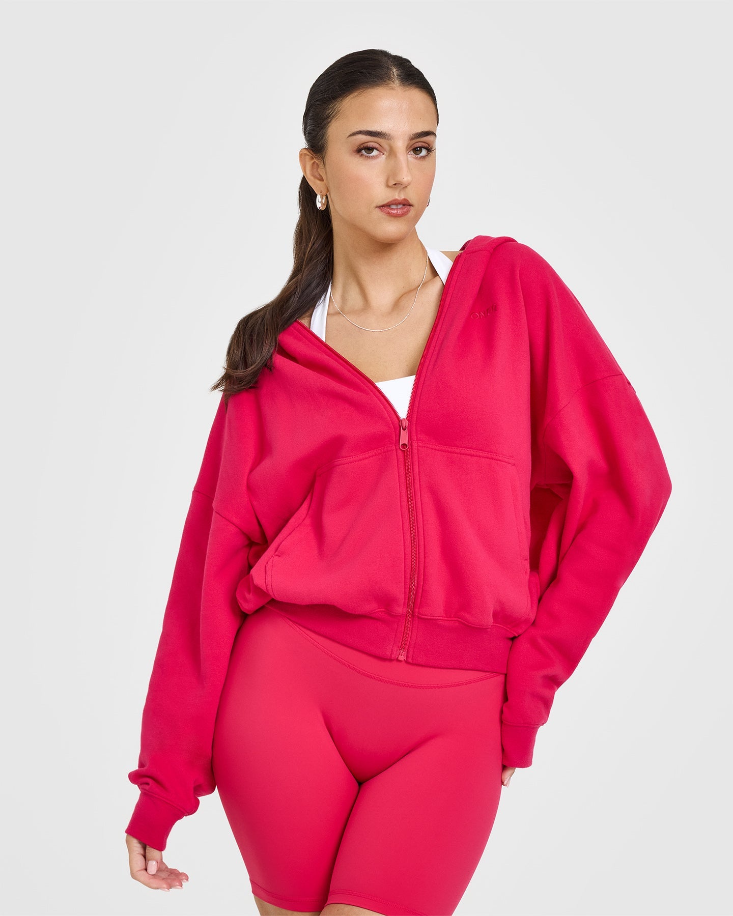 Mid Weight Zip Through Hoodie for Men & Women | Berry Bloom Color | Comfortable Fleece Pullover for Casual Wear, Gym & Outdoor Activities