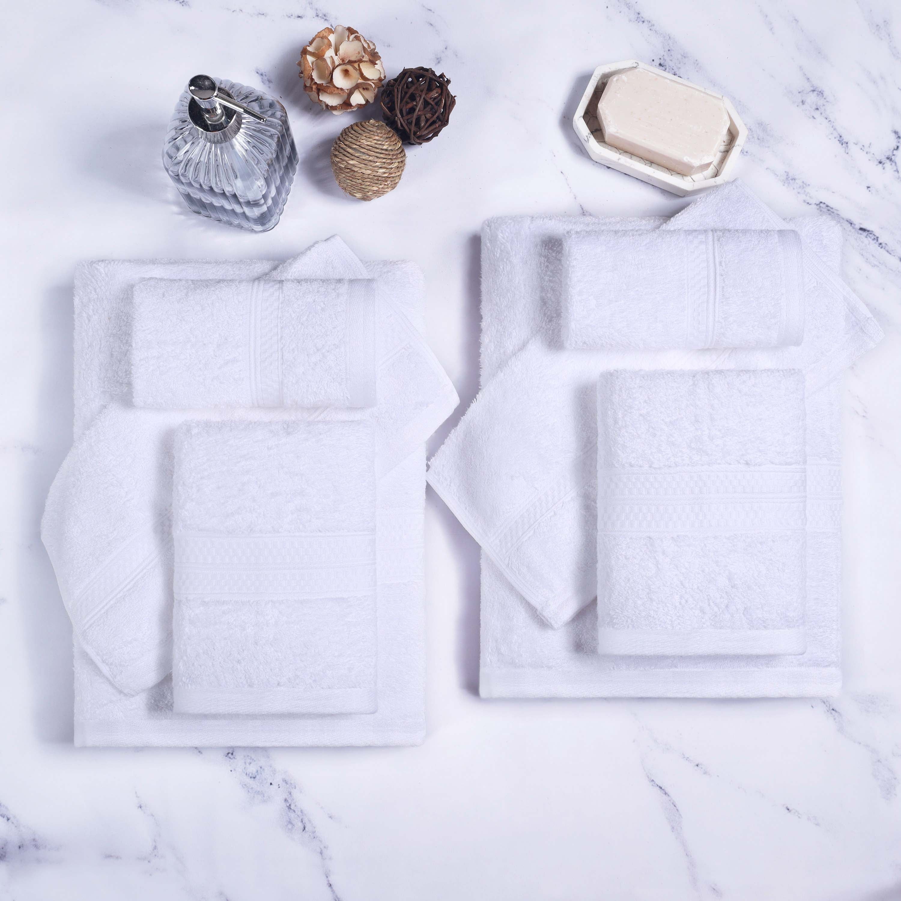 Ultra Soft Rayon Bamboo Cotton Blend 8-Piece Towel Set | Luxury Bath & Beach Towels for Spa, Pool & Home Use