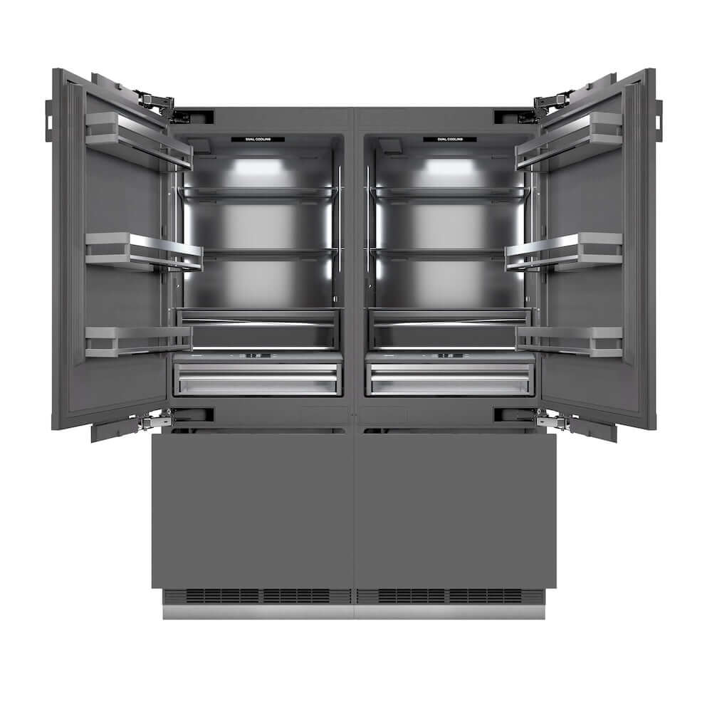 ZLINE 60 Inch 32.2 Cu. Ft. Panel Ready French Door Built-In Bottom Freezer Refrigerator with Water Dispenser & Ice Maker - Graphite Gray Interior (GRBIV 60) | Perfect for Modern Kitchens & Open-Concept Homes